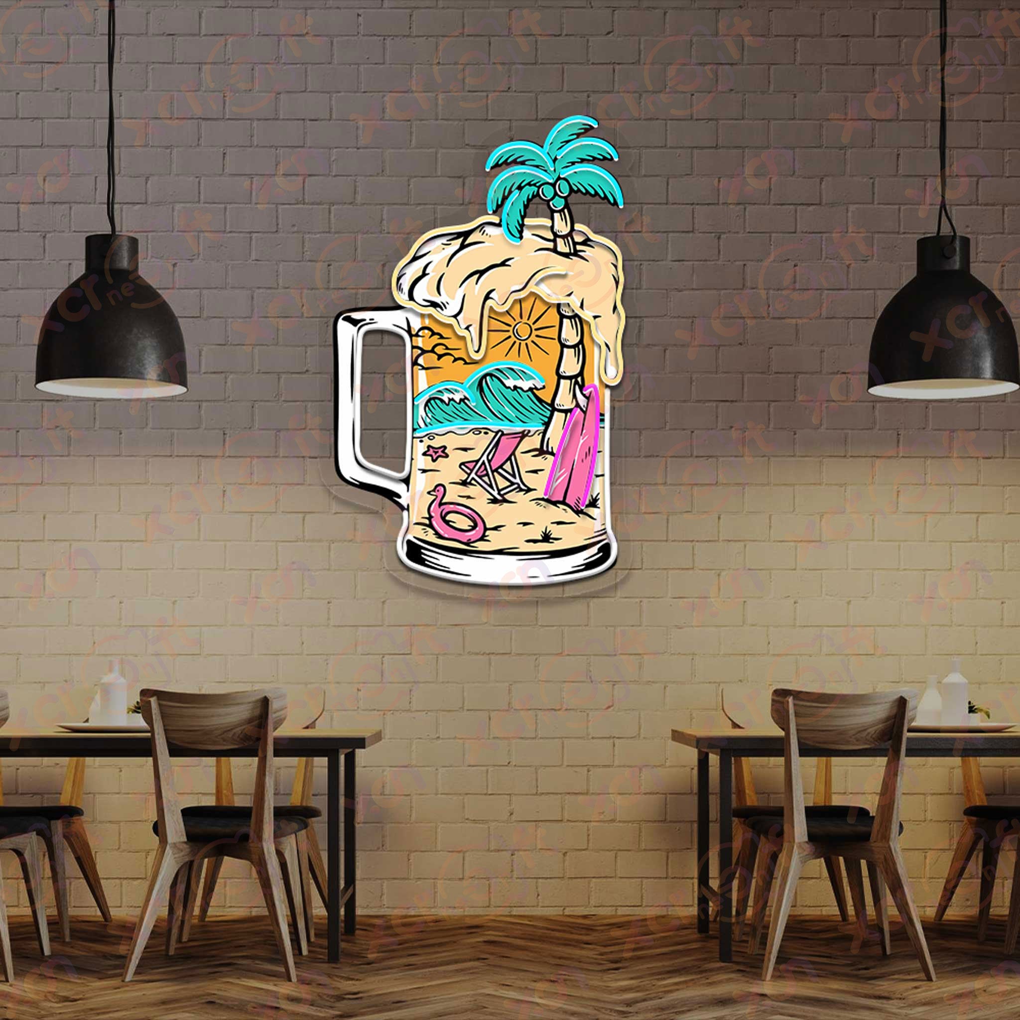 Beach Beer Neon Signs Art Kitchen Decor