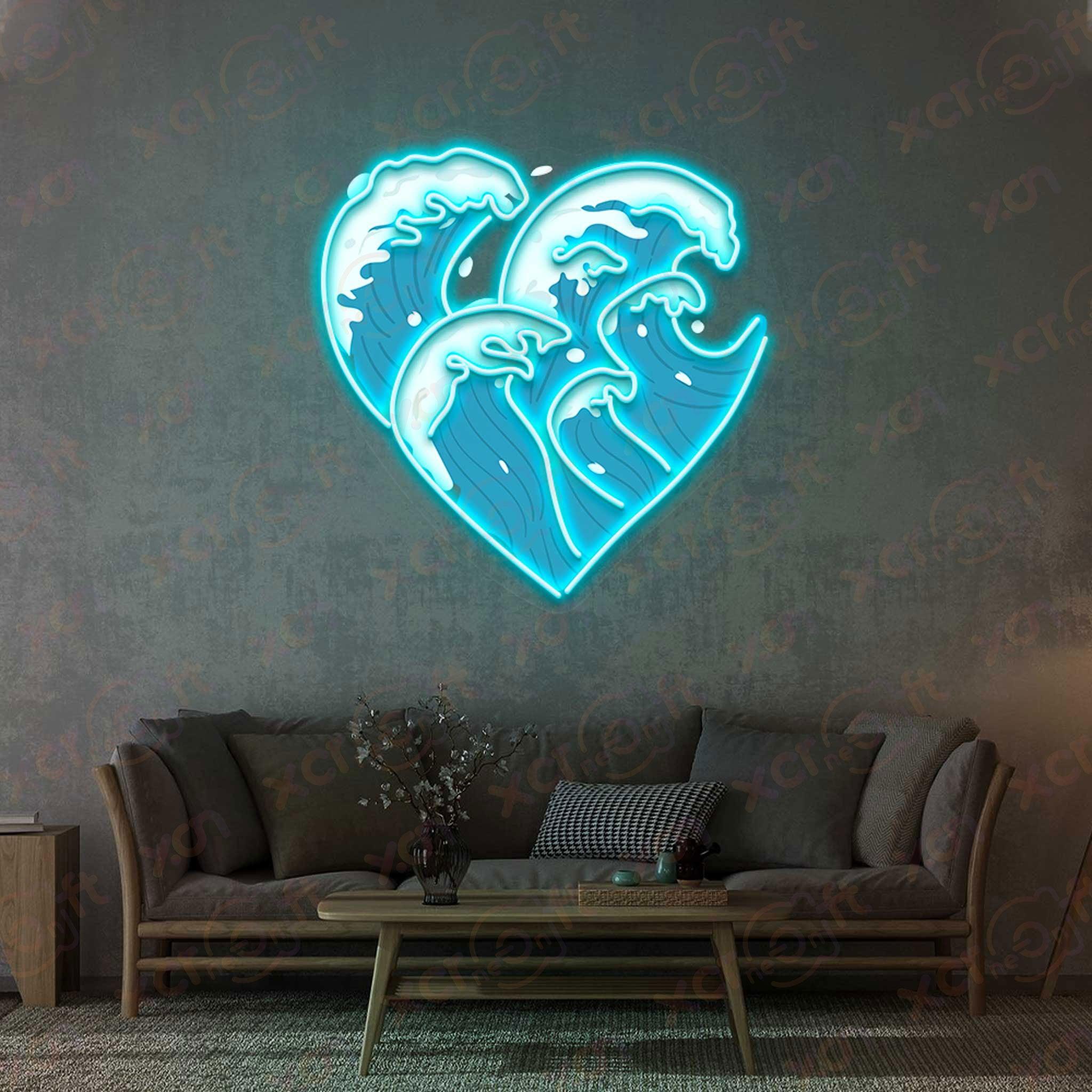 Heart Great Wave Custom Led Neon Decoration
