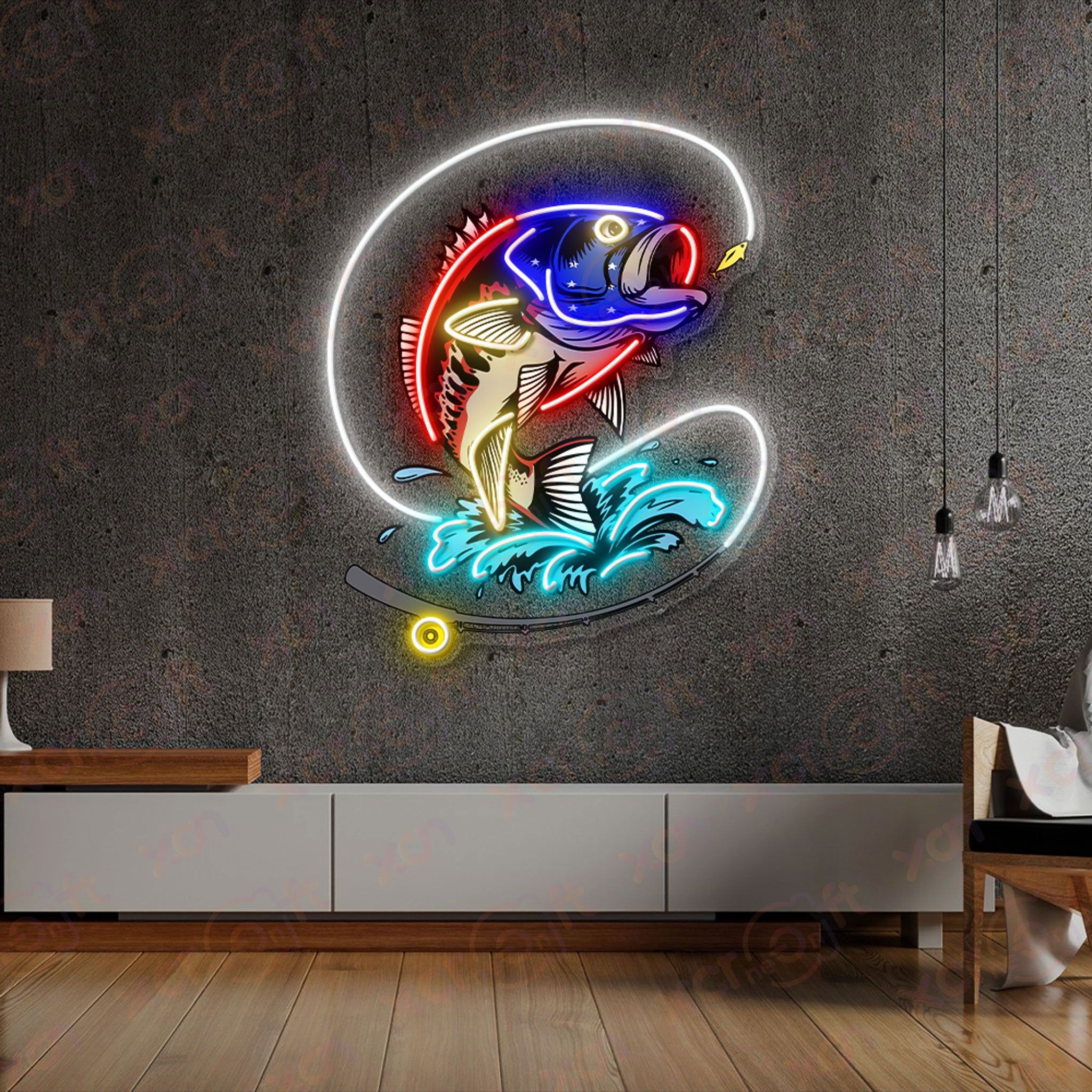 Fishing Hunting UV Printed Neon Sign Cabin Decor