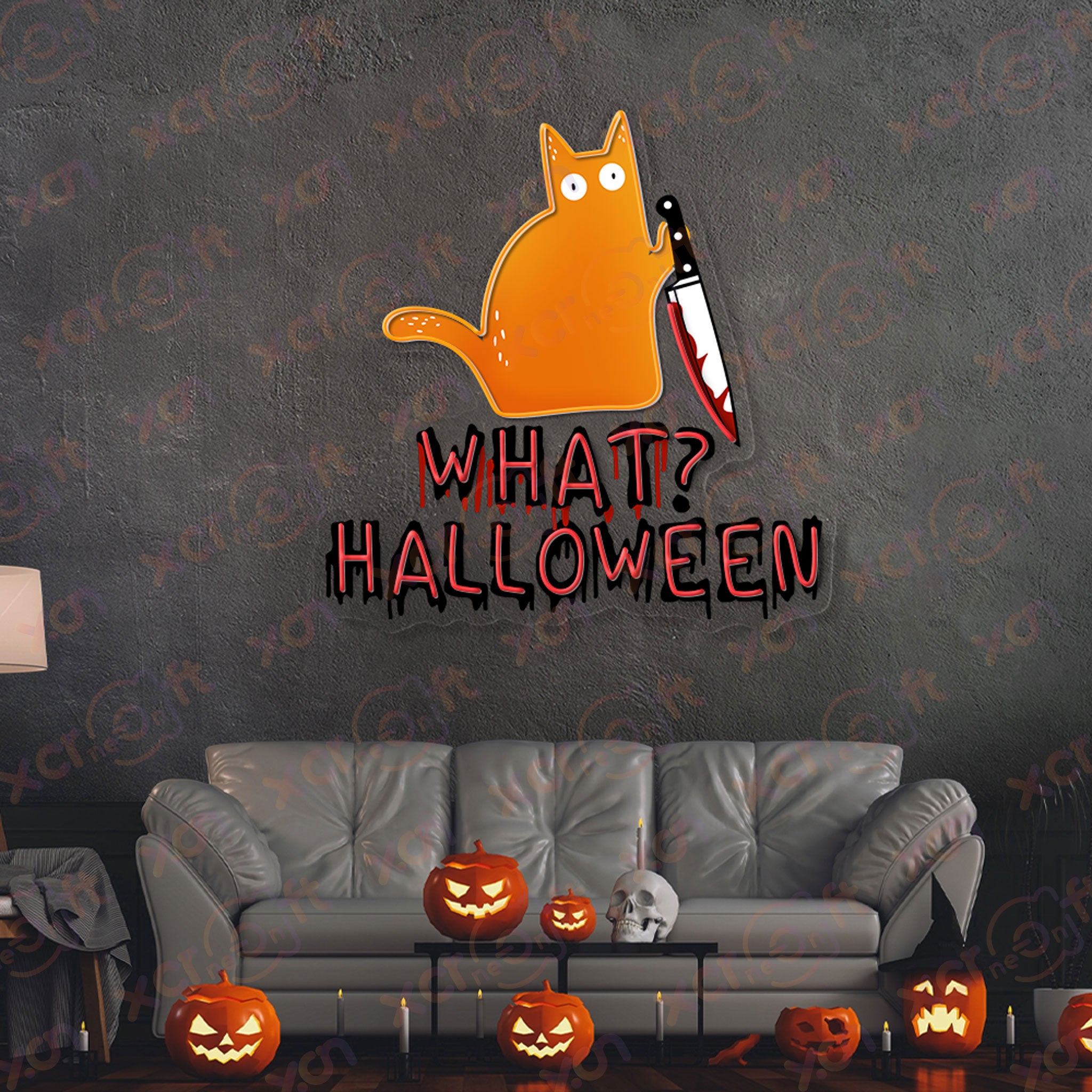 Halloween Black Cat UV Custom Neon Sign Cartoon Arts