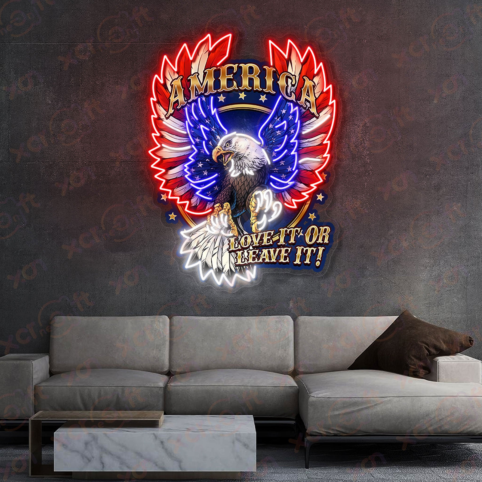 Eagle US Flag UV Custom Neon Sign Patriot Decor