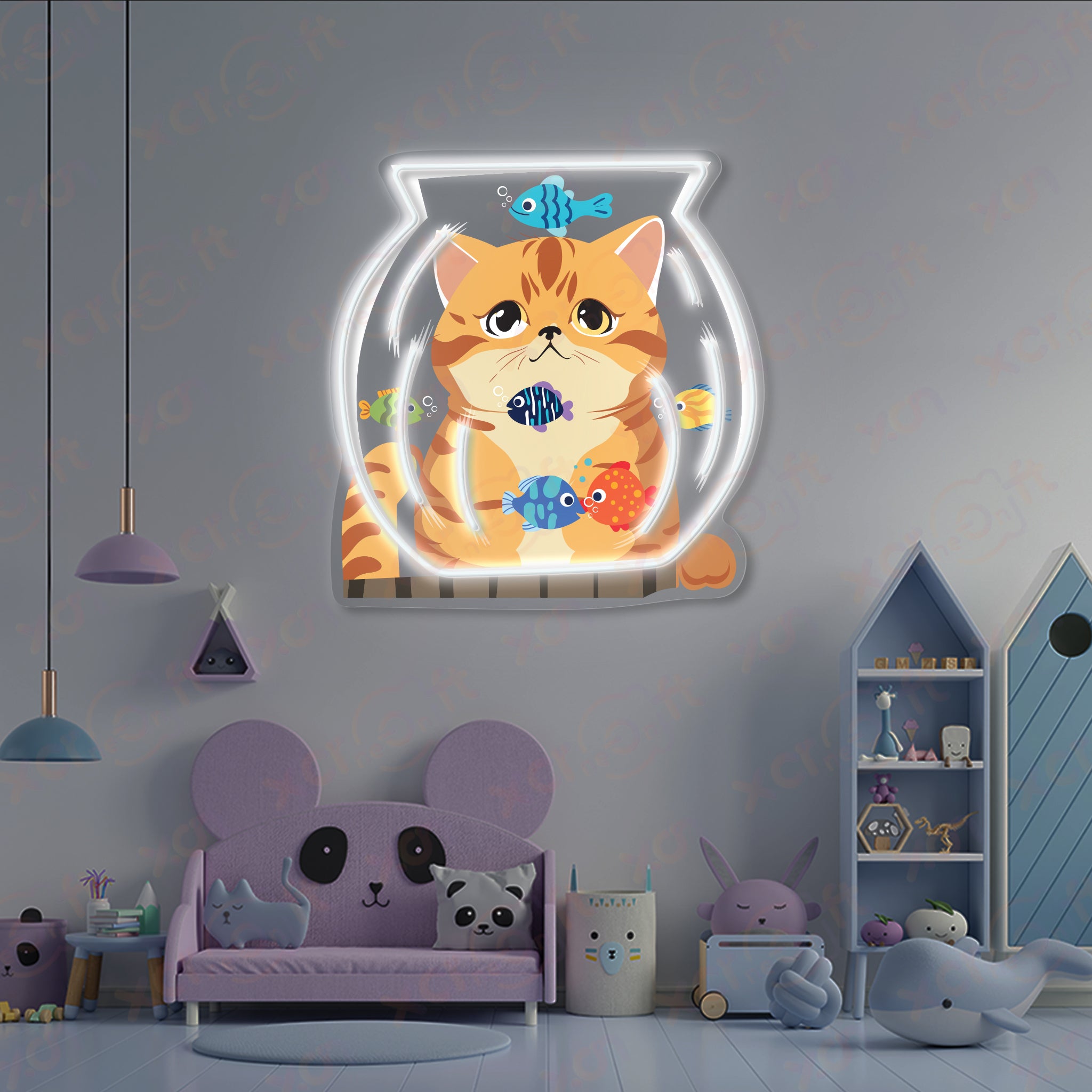 Cat See Fish UV Neon Signs