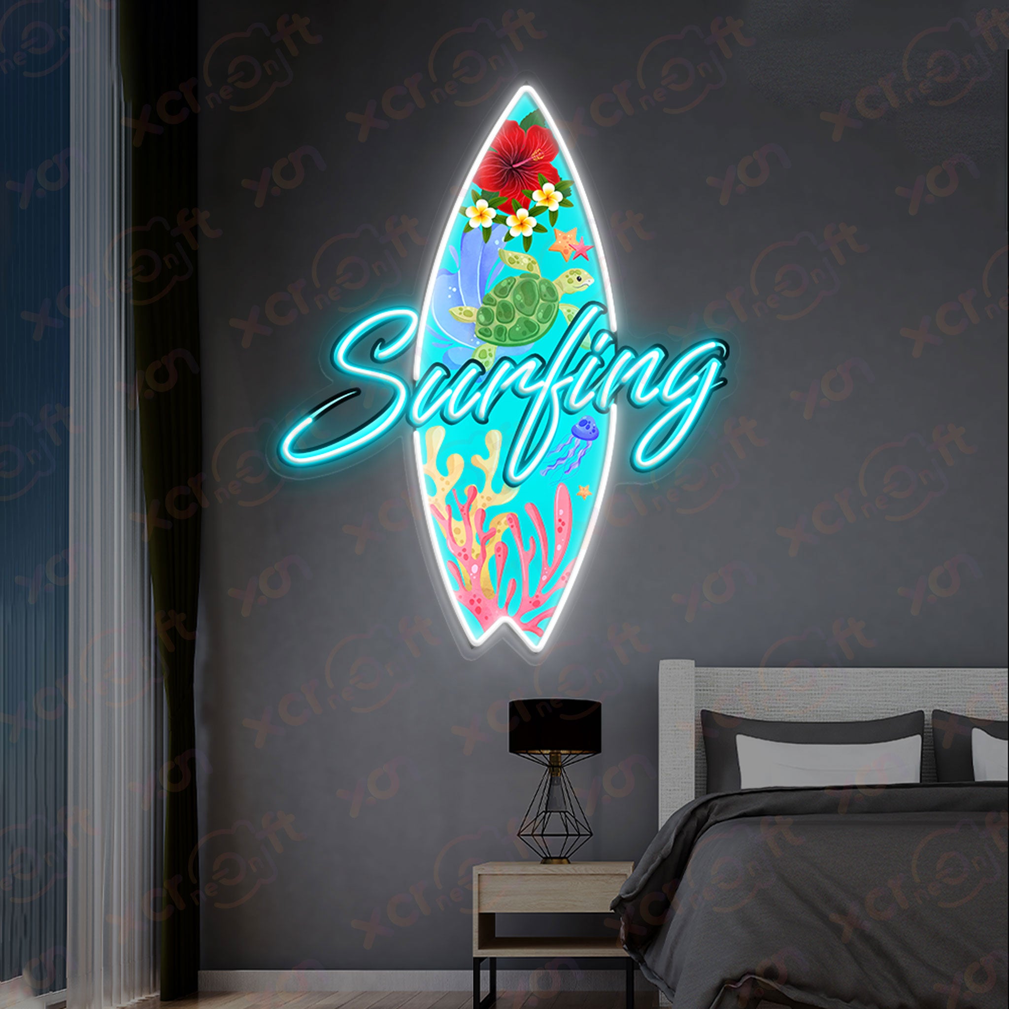 Surfing Board Printed LED Light Beach Decor