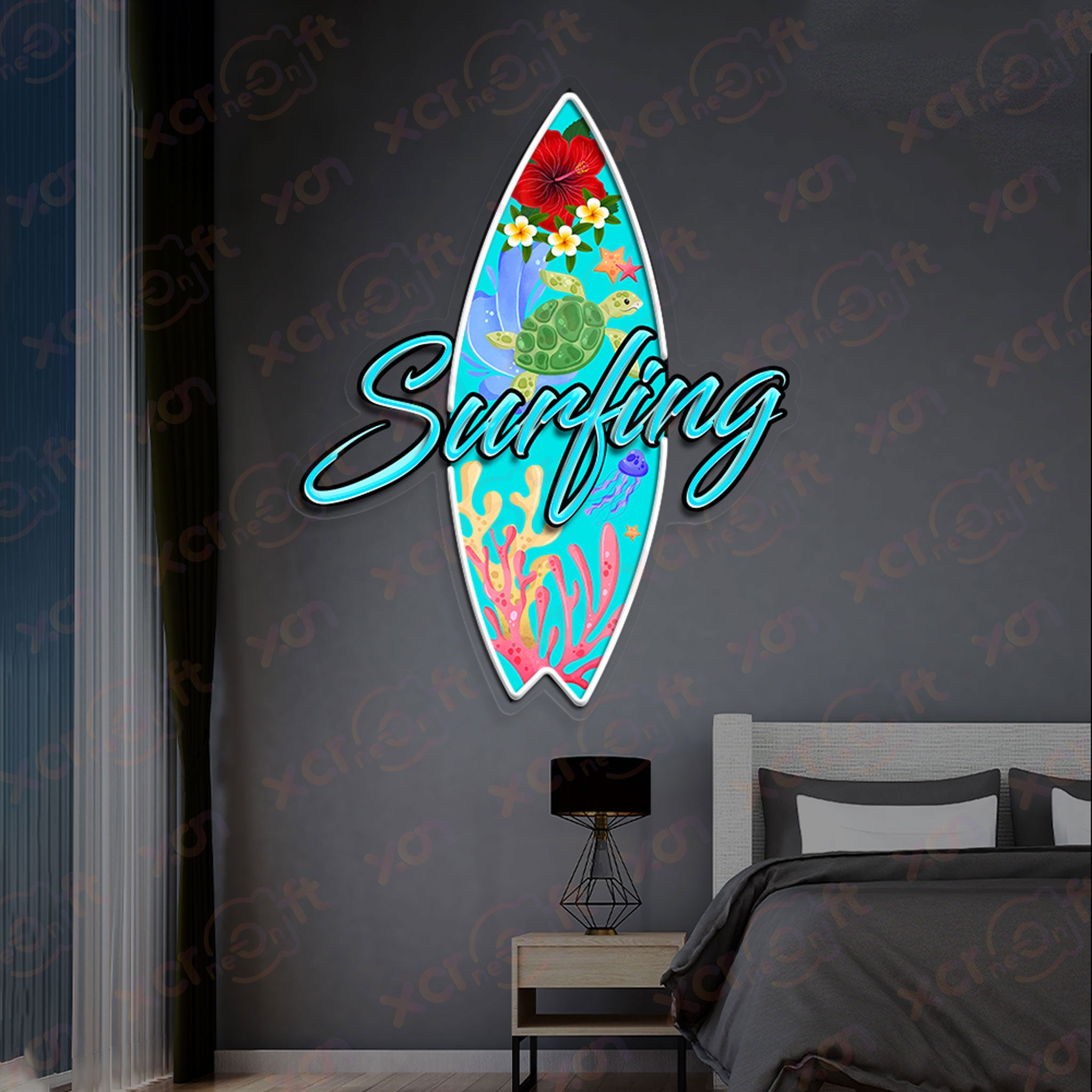 Surfing Board Printed LED Light Beach Decor