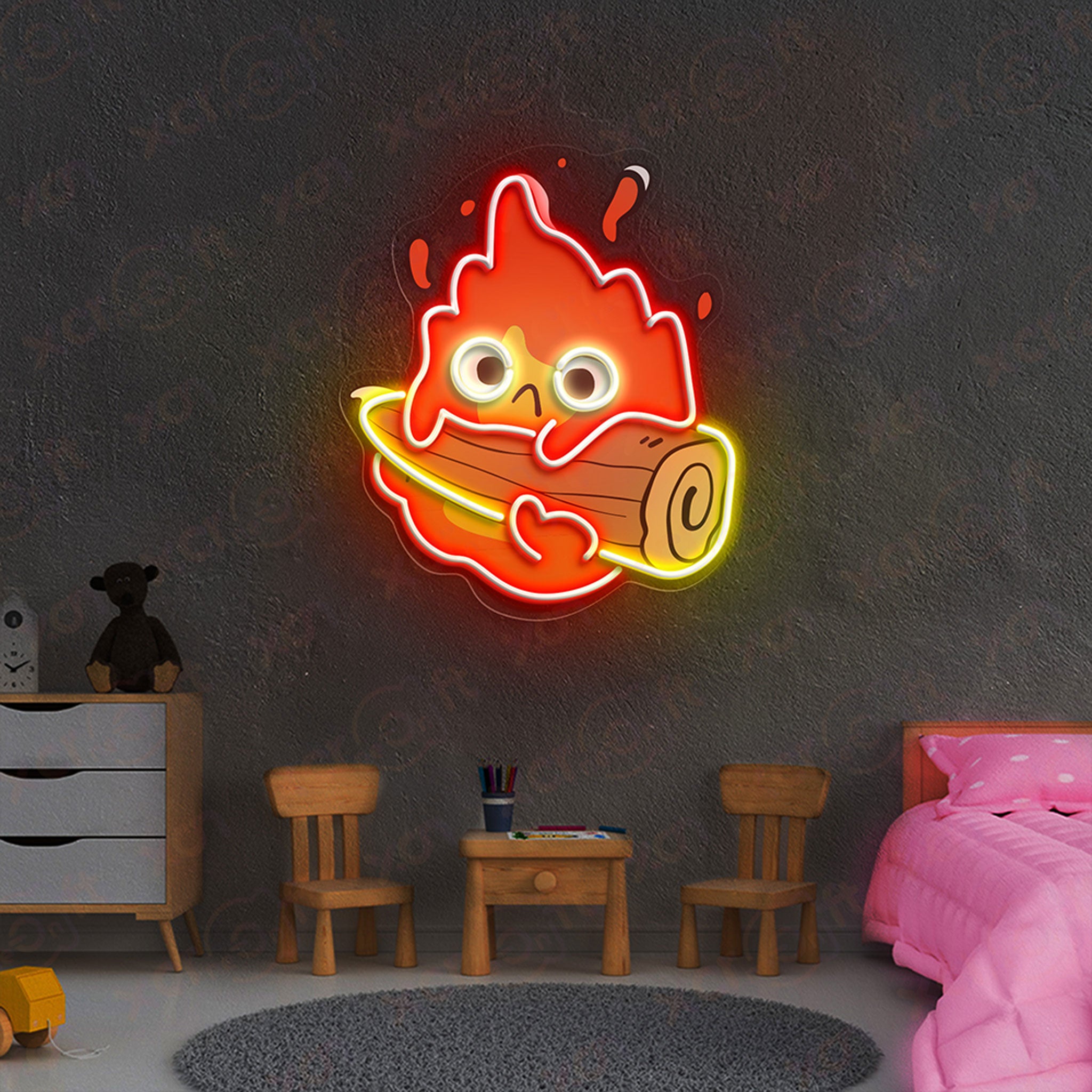 Cute Fire Anime Cartoon Durable Neon Signs Decor