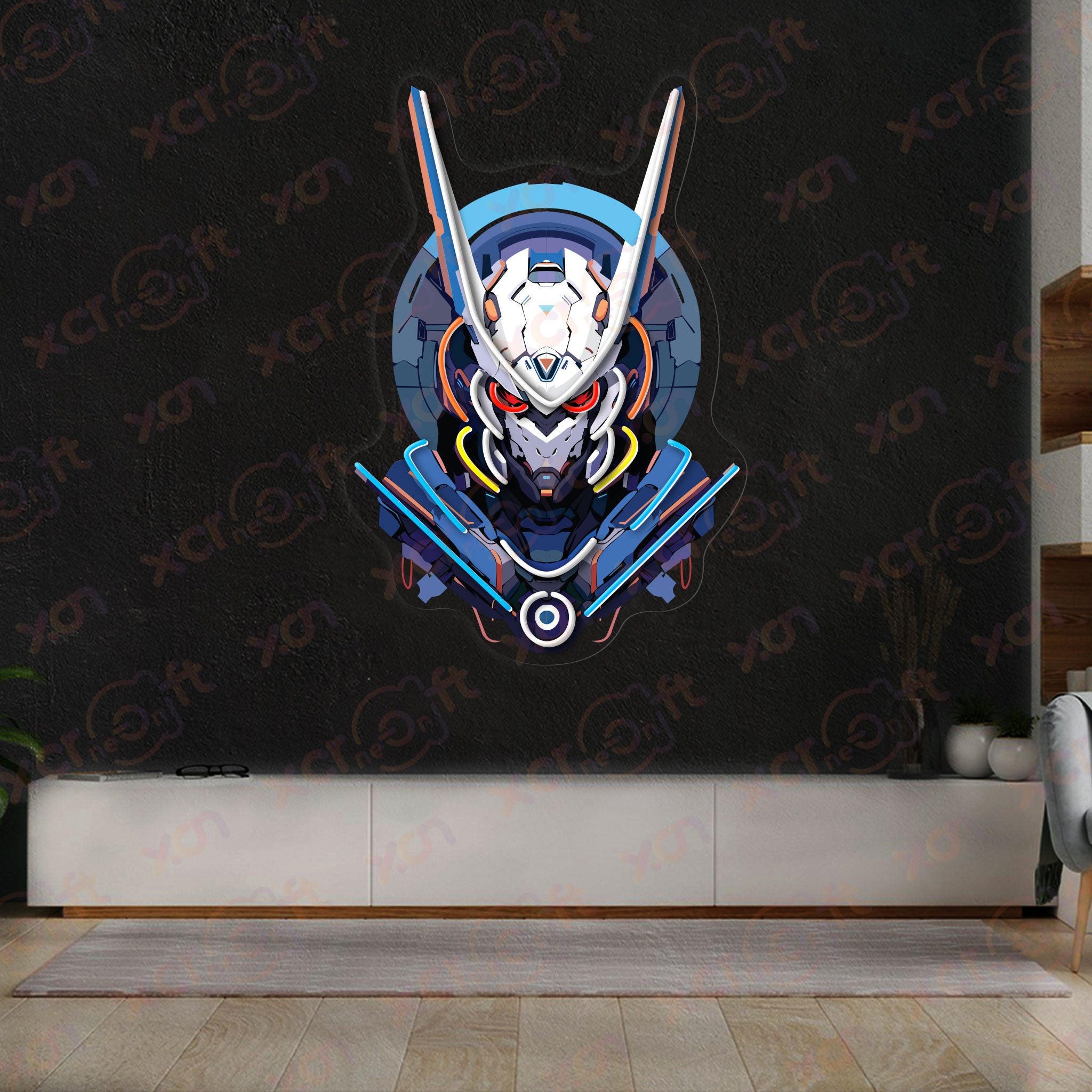 Mecha Machine Neon Light Gaming Room Decor