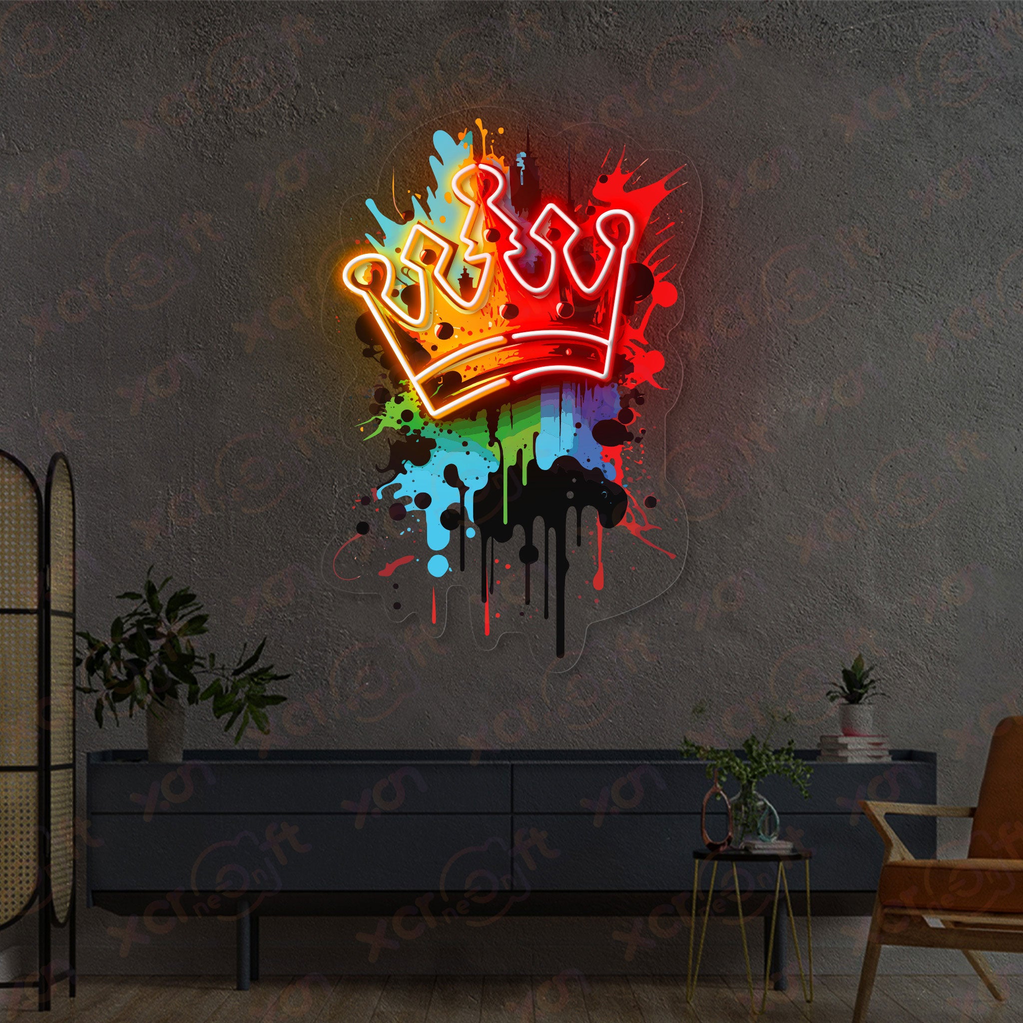 Graffiti Crow Watercolor Printed LED Neon Sign