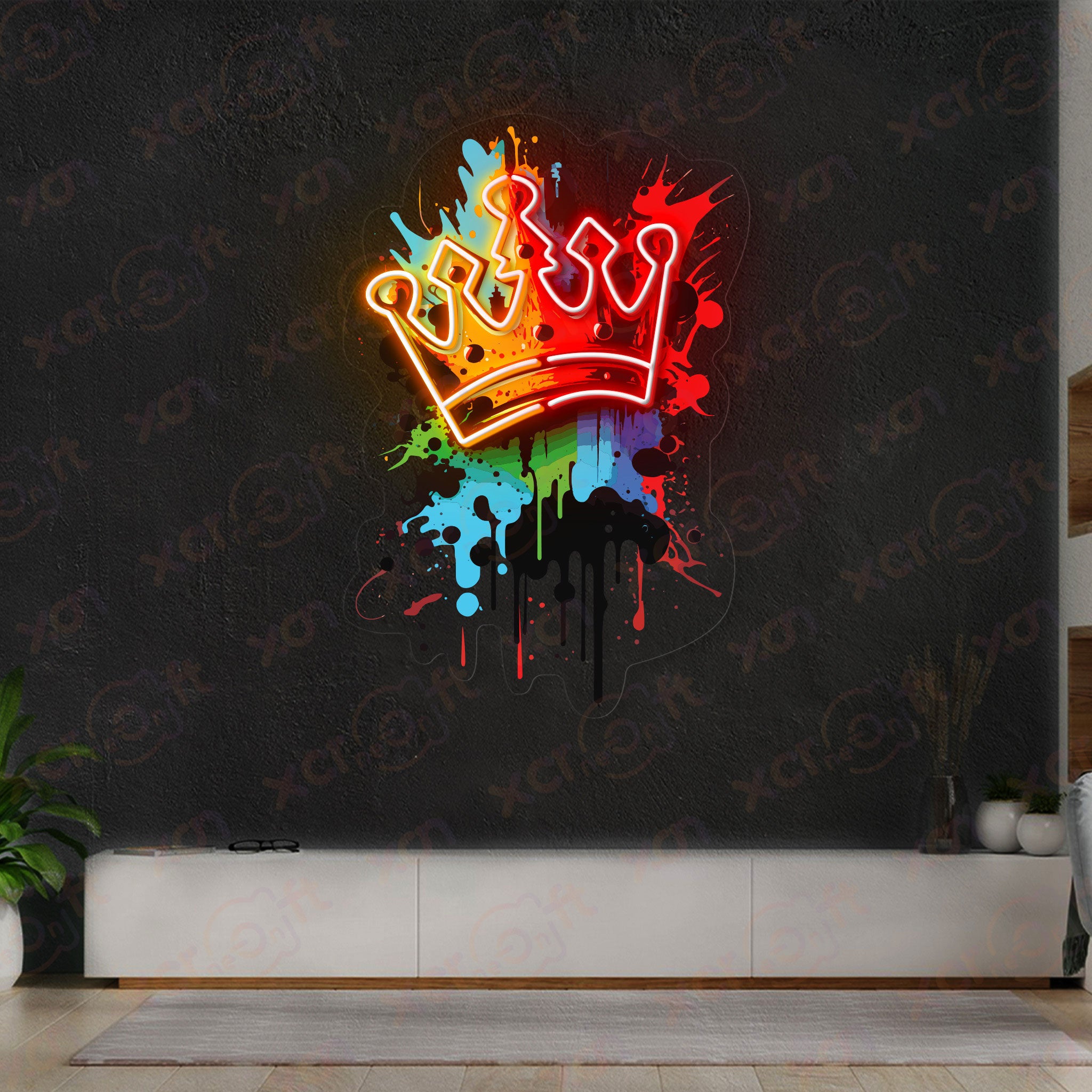 Graffiti Crow Watercolor Printed LED Neon Sign