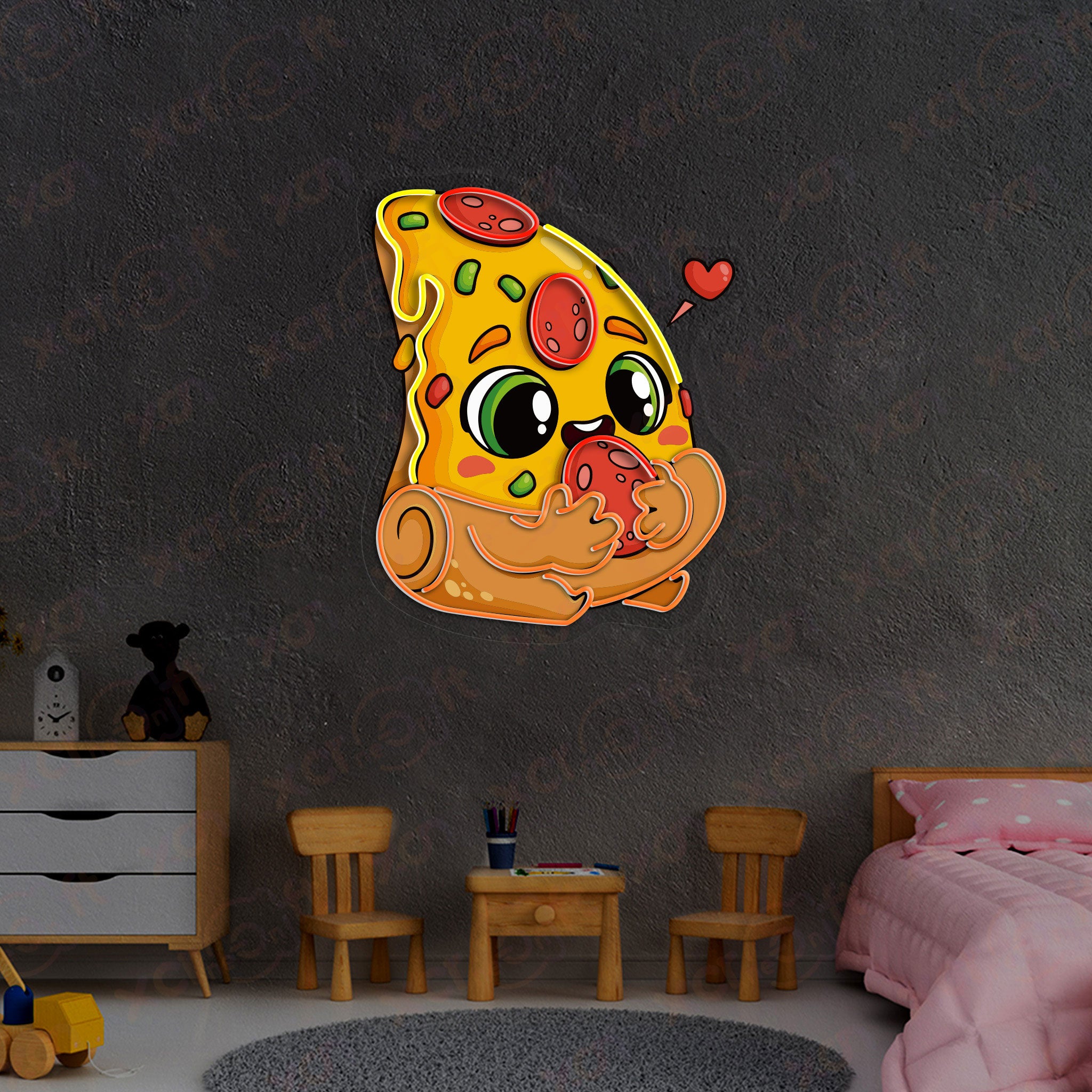 Cute Pizza Cartoon High-quality Neon Signs Wall Decor