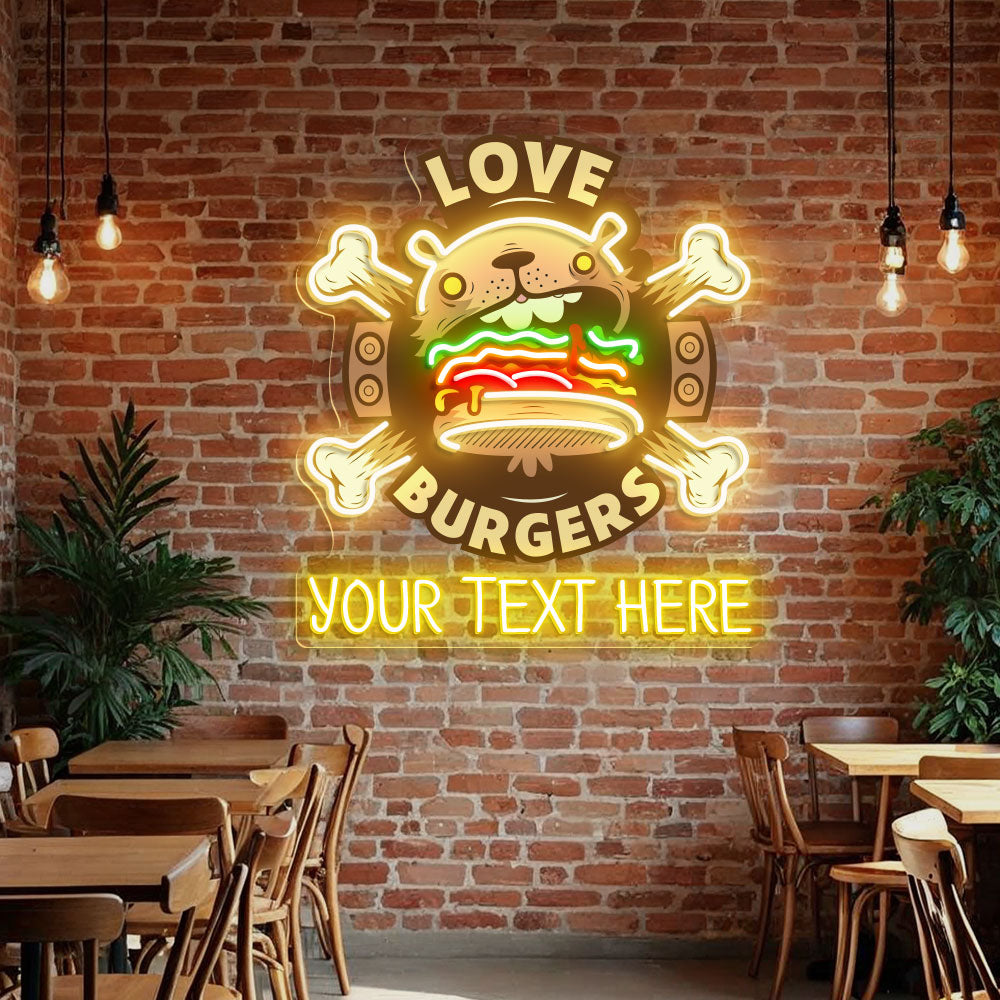 Custom Bear Burger UV Neon Light Halloween Decor