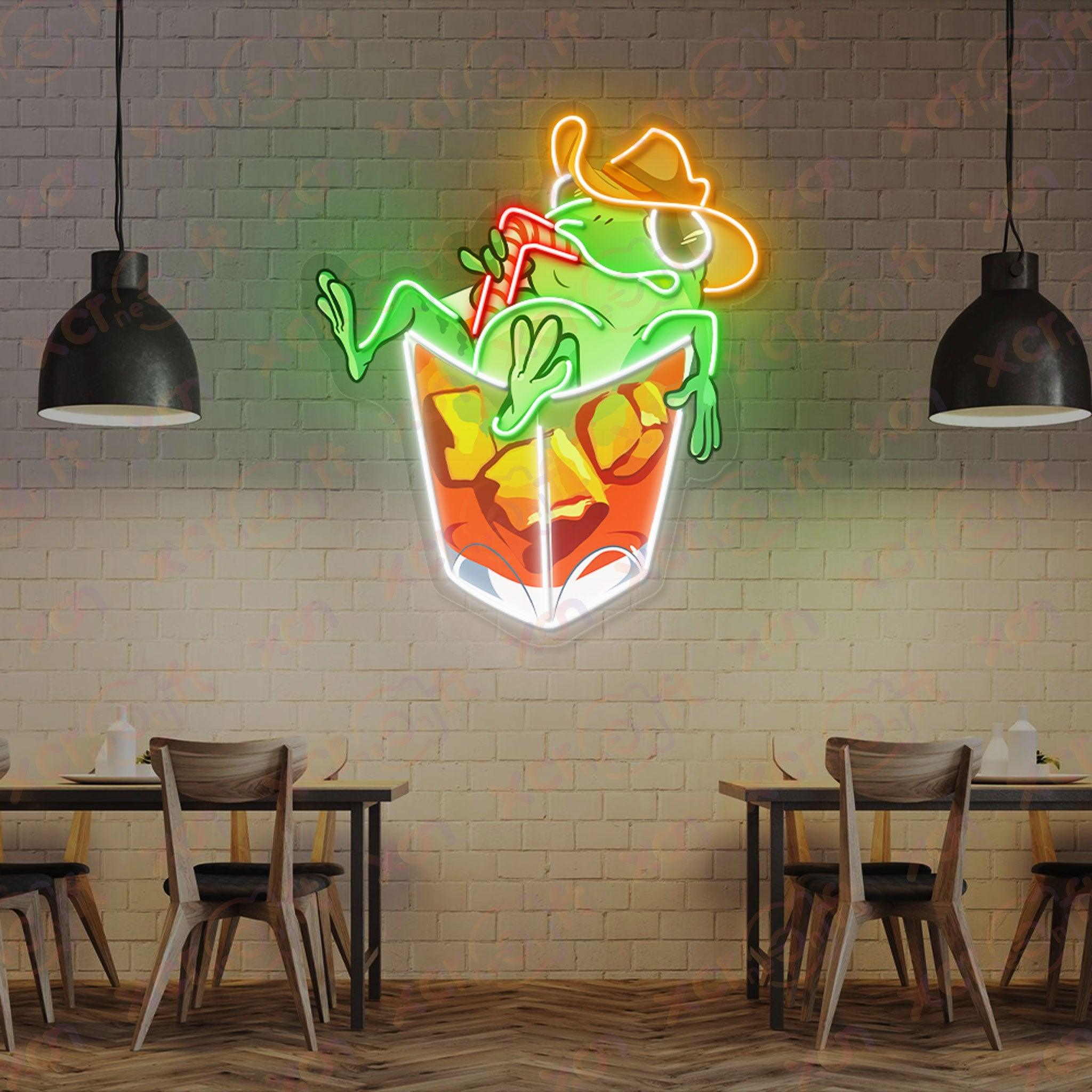 Frog Cocktail Durable Neon Light Vintage Vibe