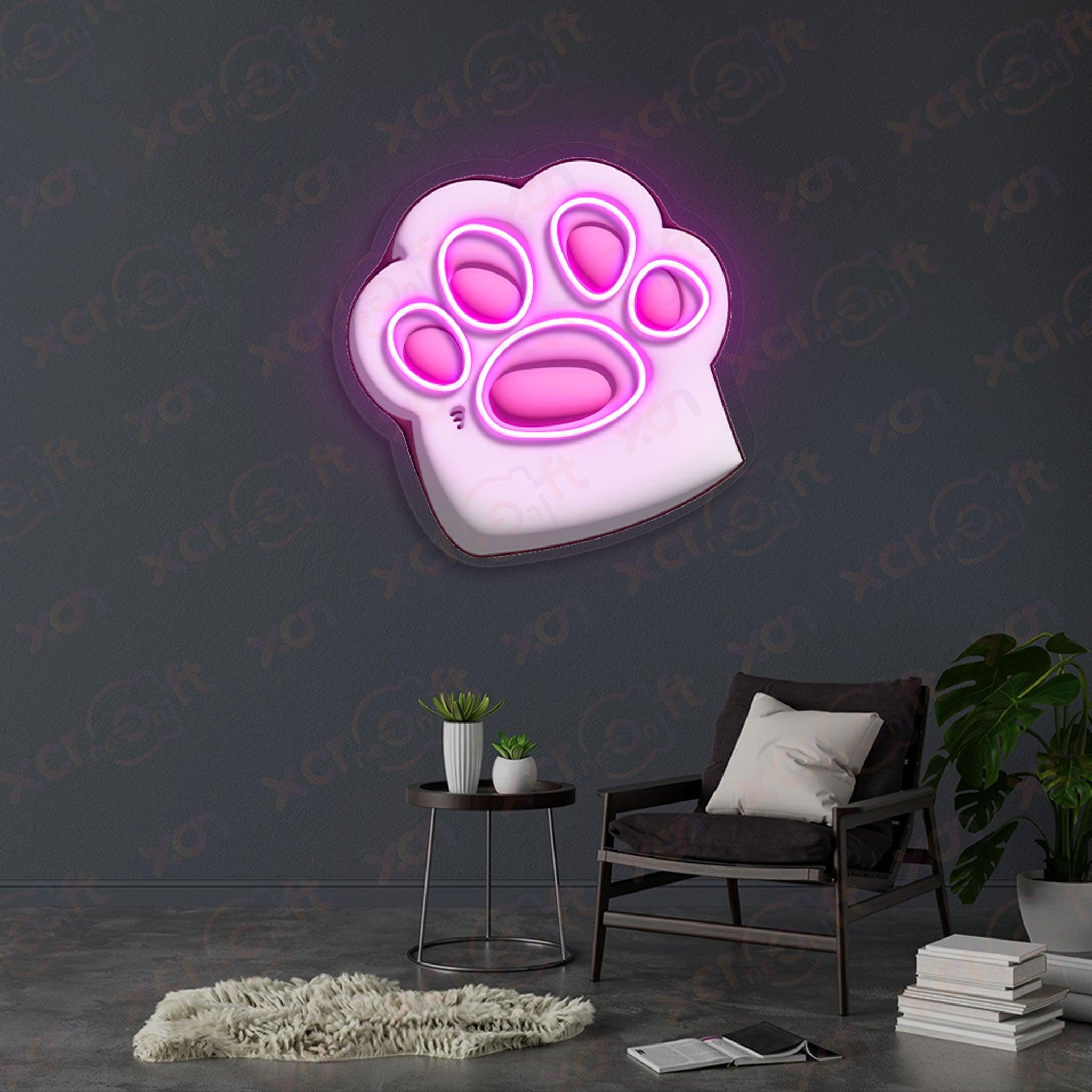 Cat Paw Kids Cartoon 3D Printed LED Neon Sign Decor