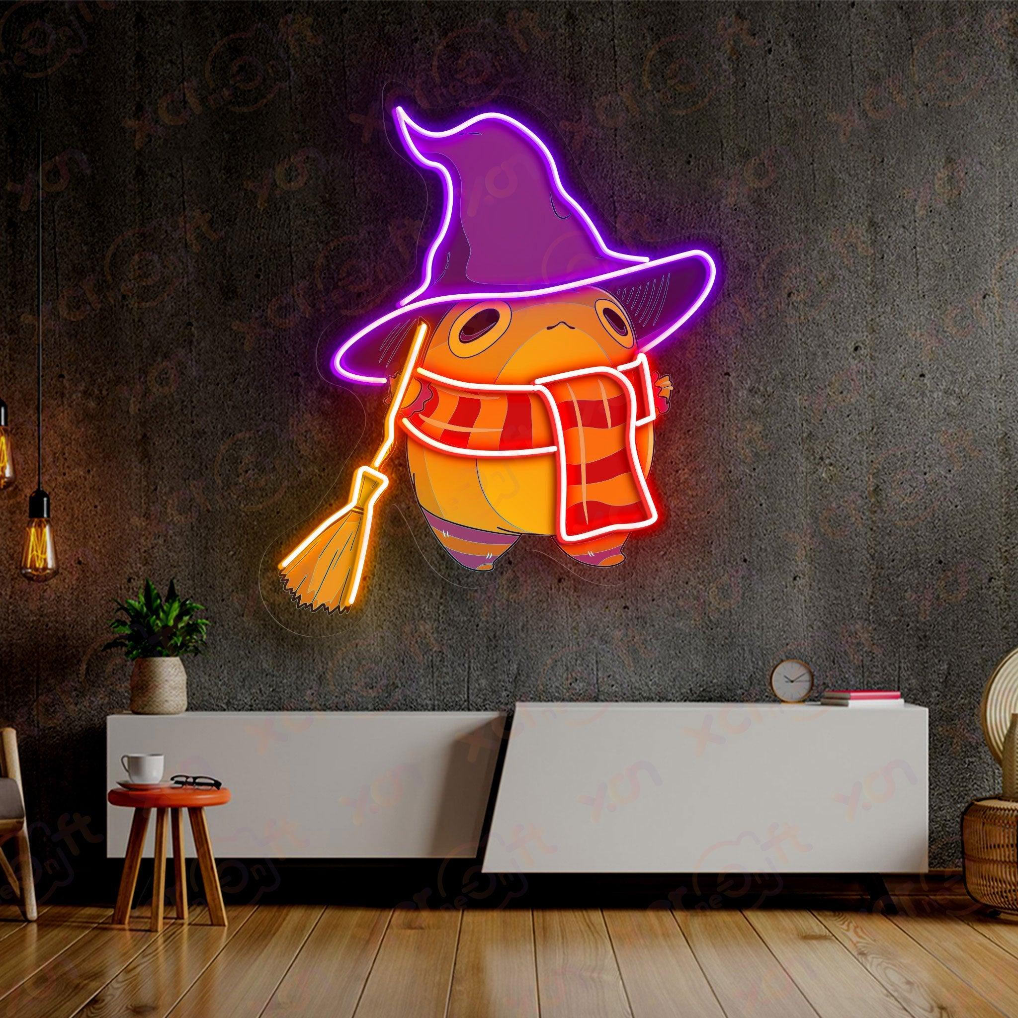 Wizard Frog Neon Sign Cute Desk Decor