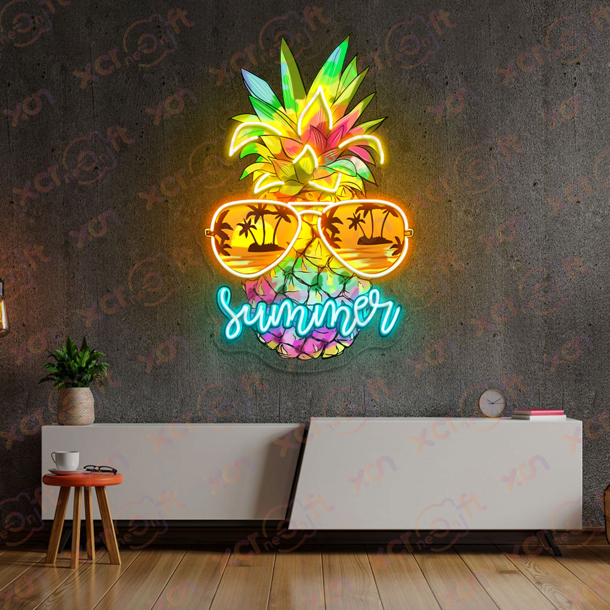 Summer Pinable Printed LED Neon Sign Tropical Party Decor