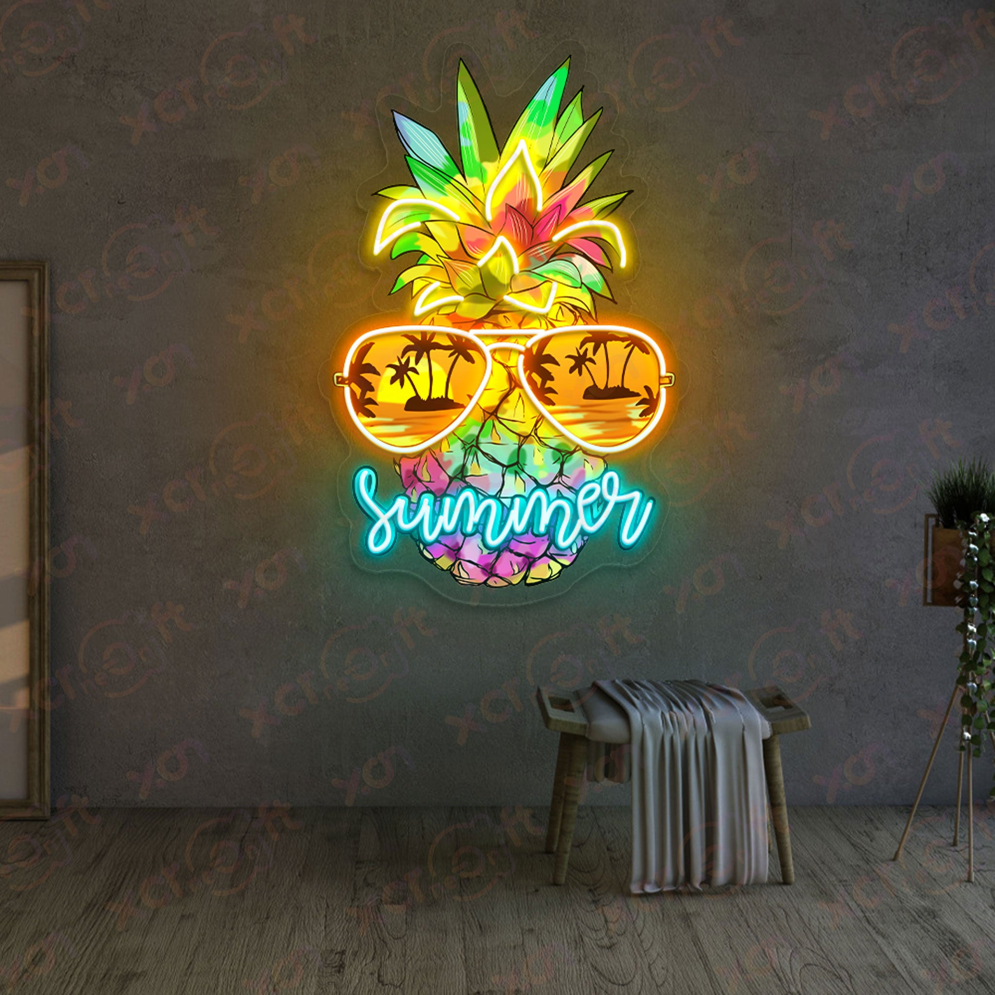 Summer Pinable Printed LED Neon Sign Tropical Party Decor