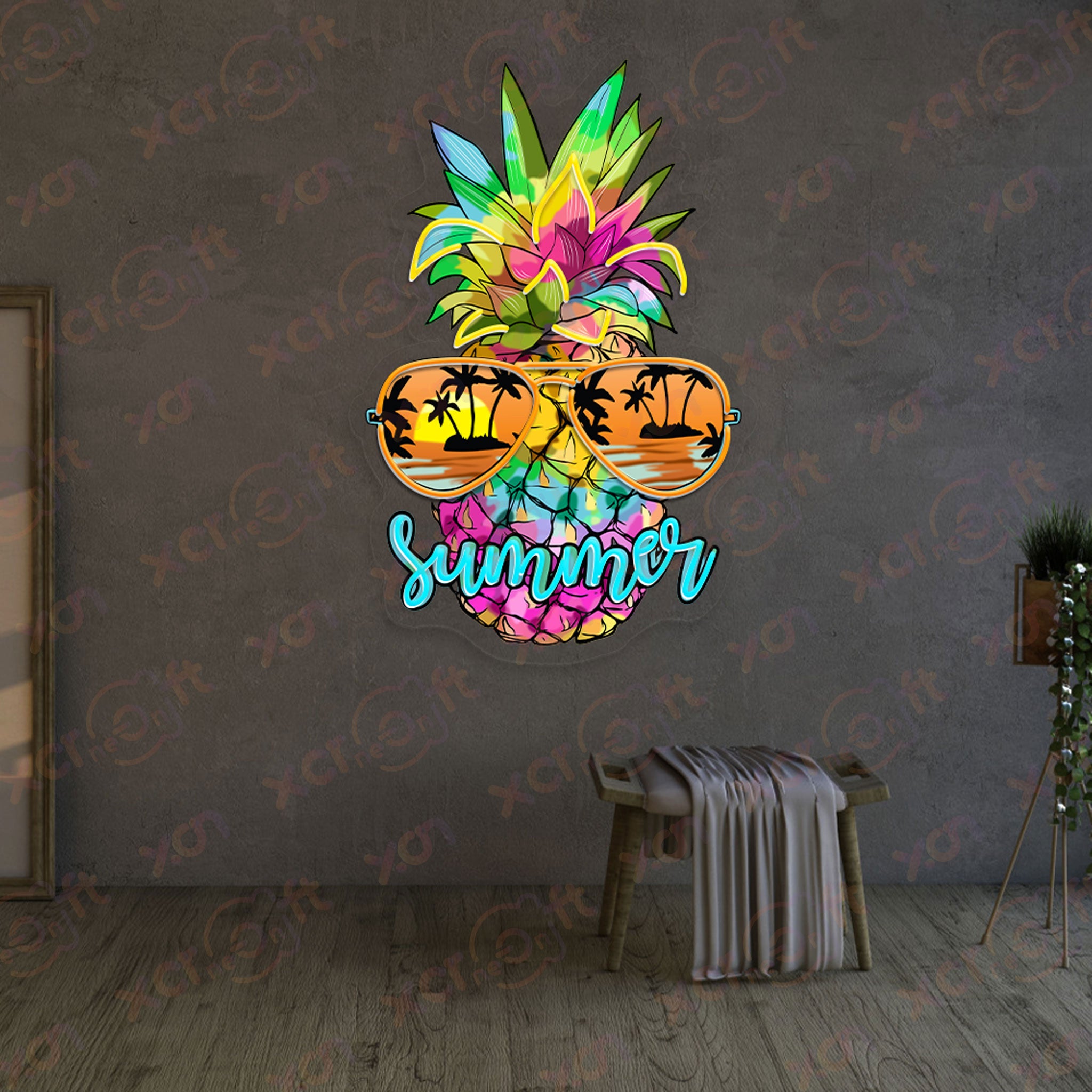 Summer Pinable Printed LED Neon Sign Tropical Party Decor