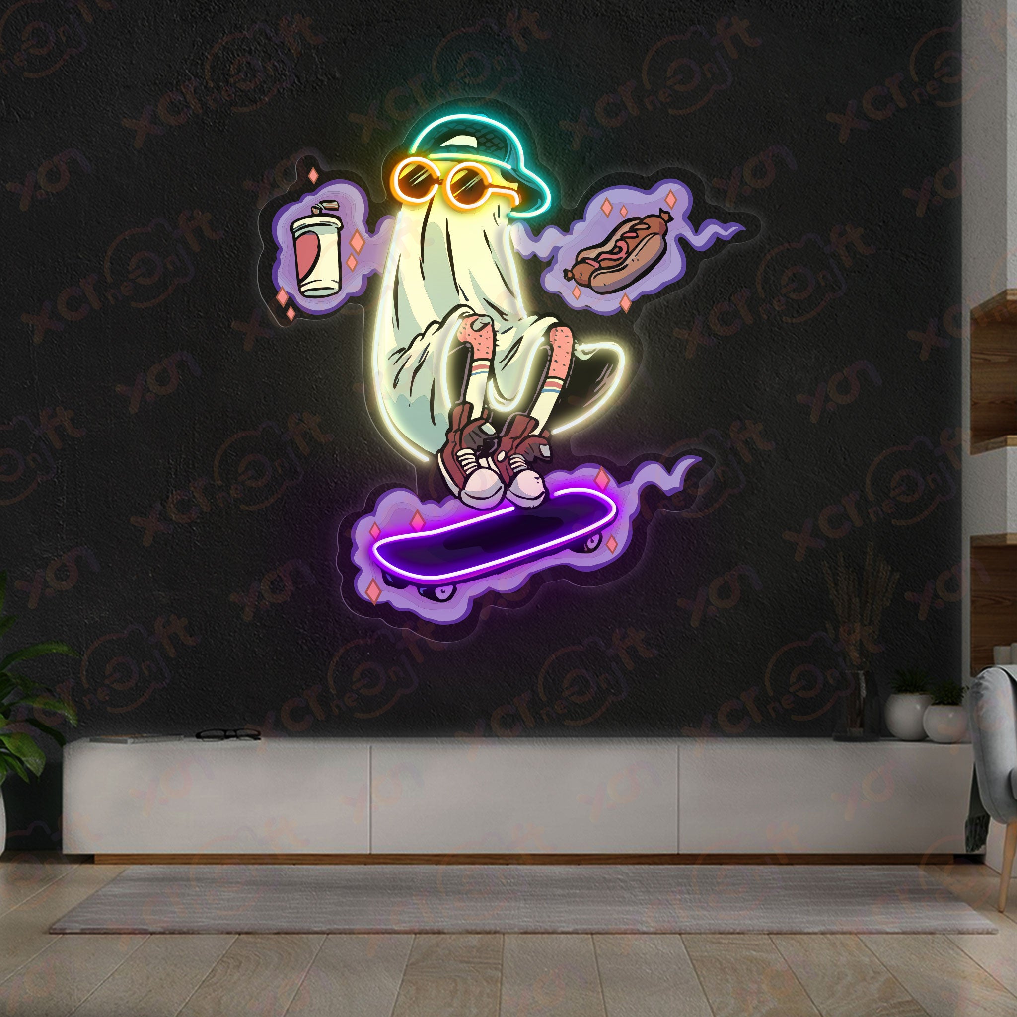 Skate Boo UV Neon Light Sport Decorations