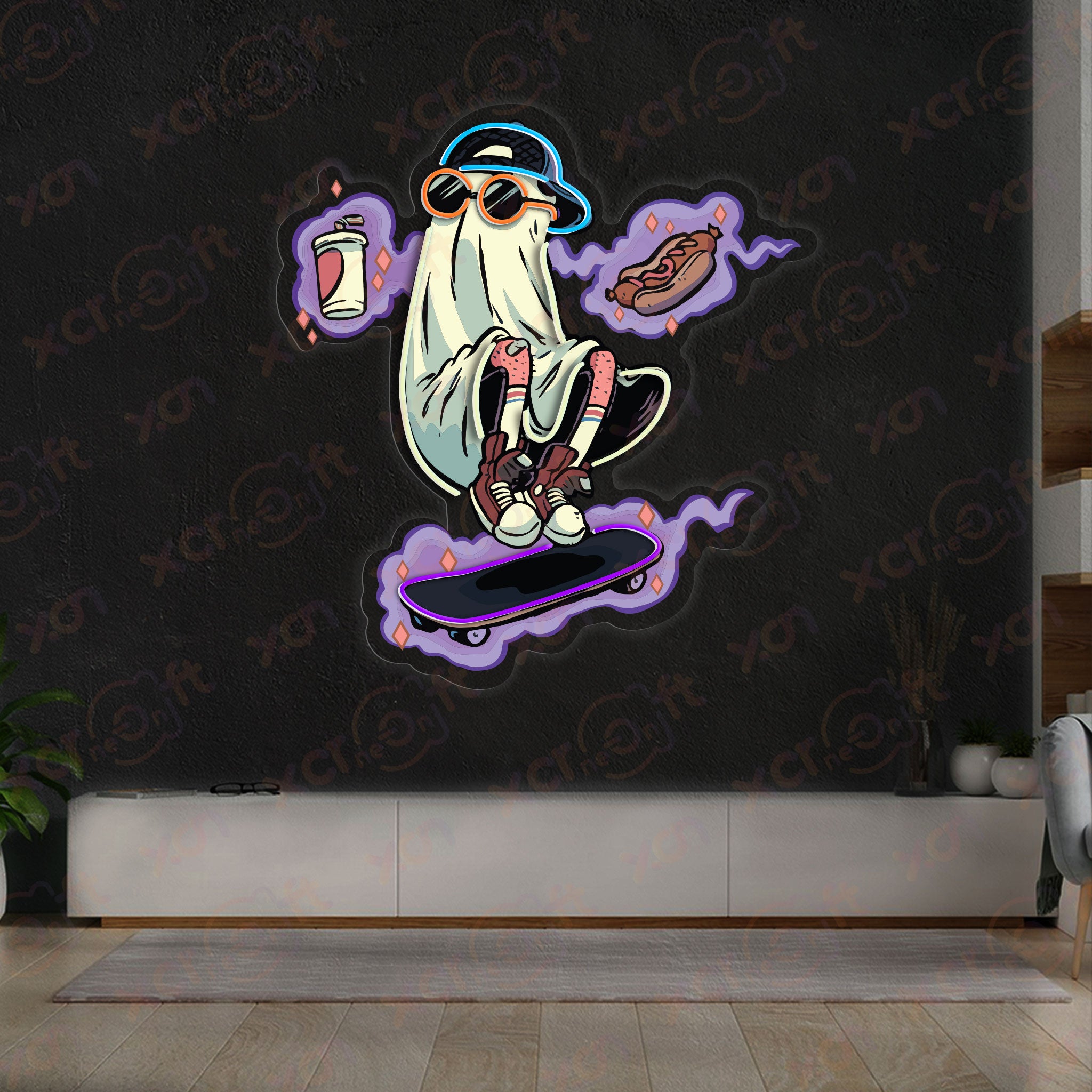Skate Boo UV Neon Light Sport Decorations