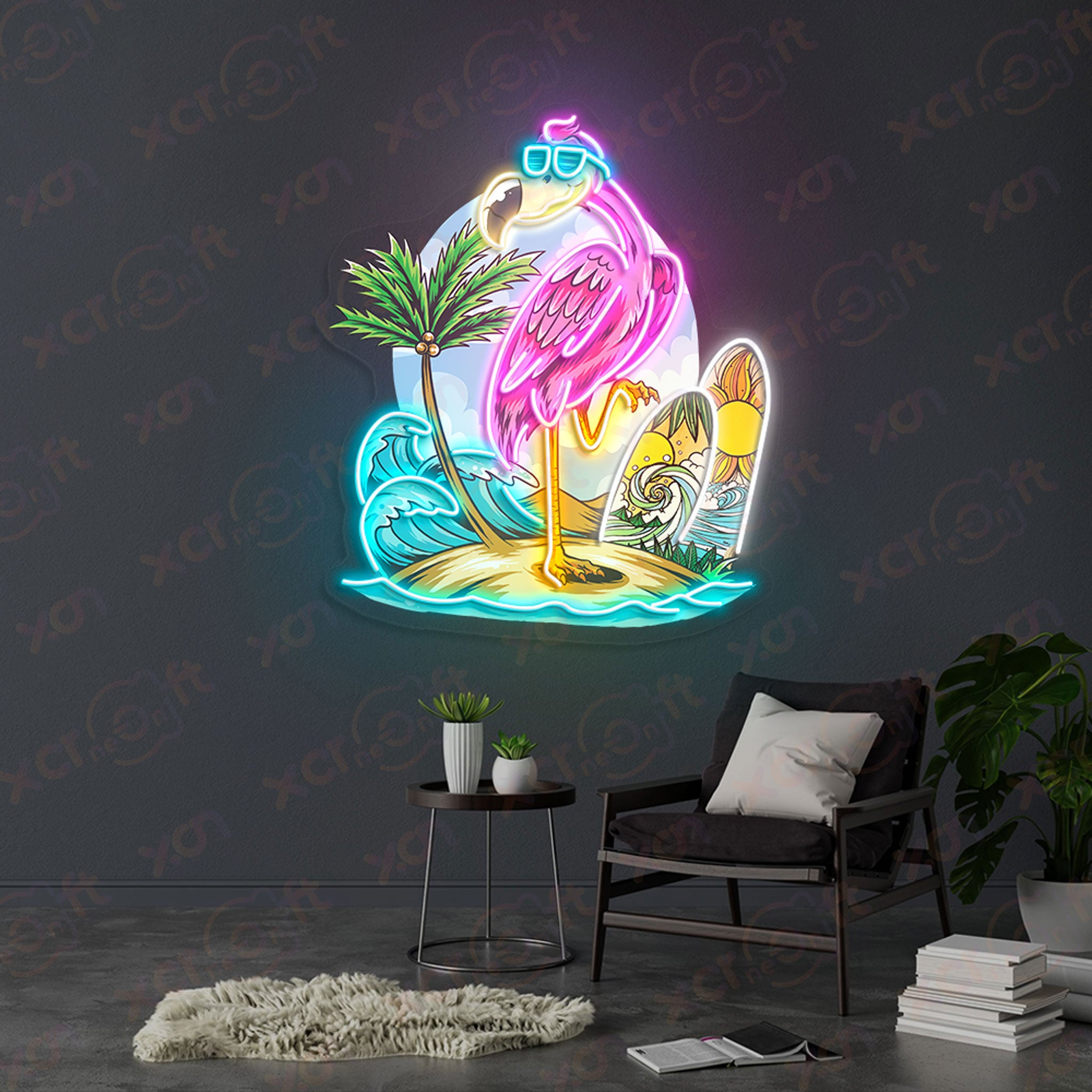 Flamingo Summer Decoration UV Printed Neon Signs