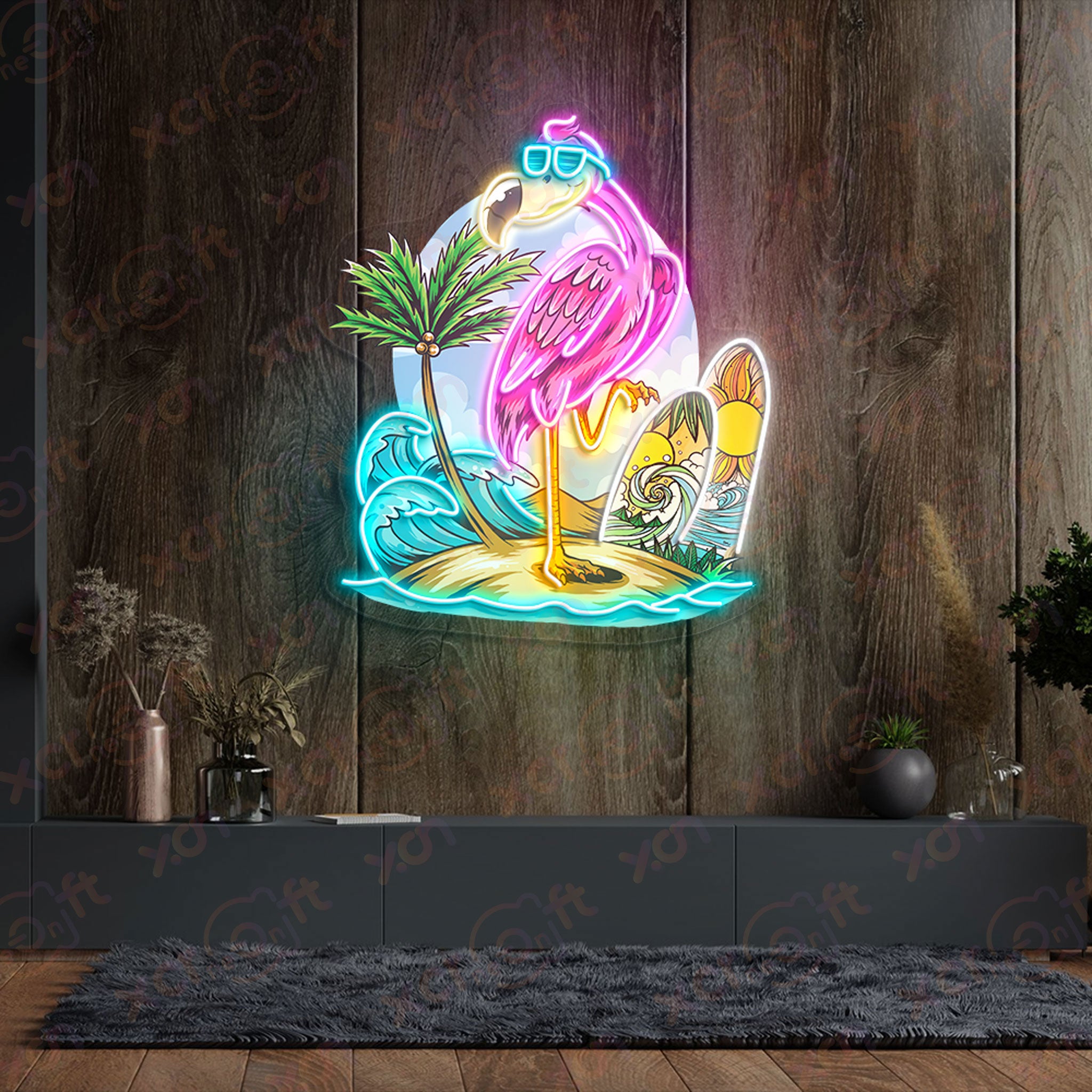 Flamingo Summer Decoration UV Printed Neon Signs