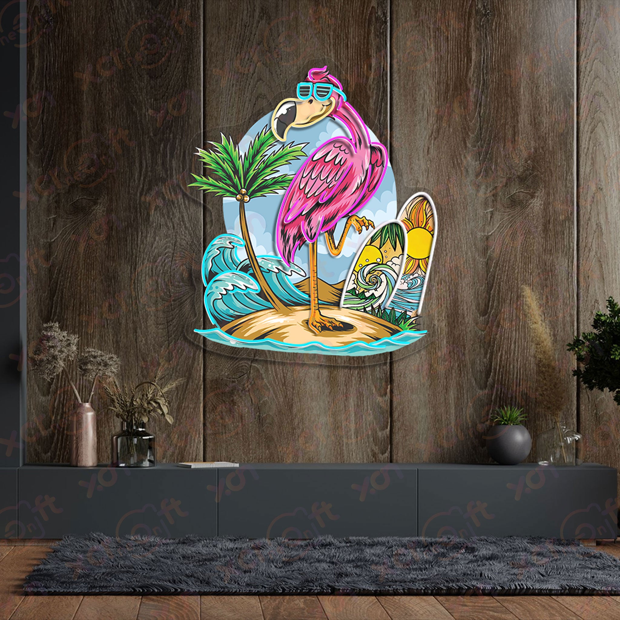 Flamingo Summer Decoration UV Printed Neon Signs