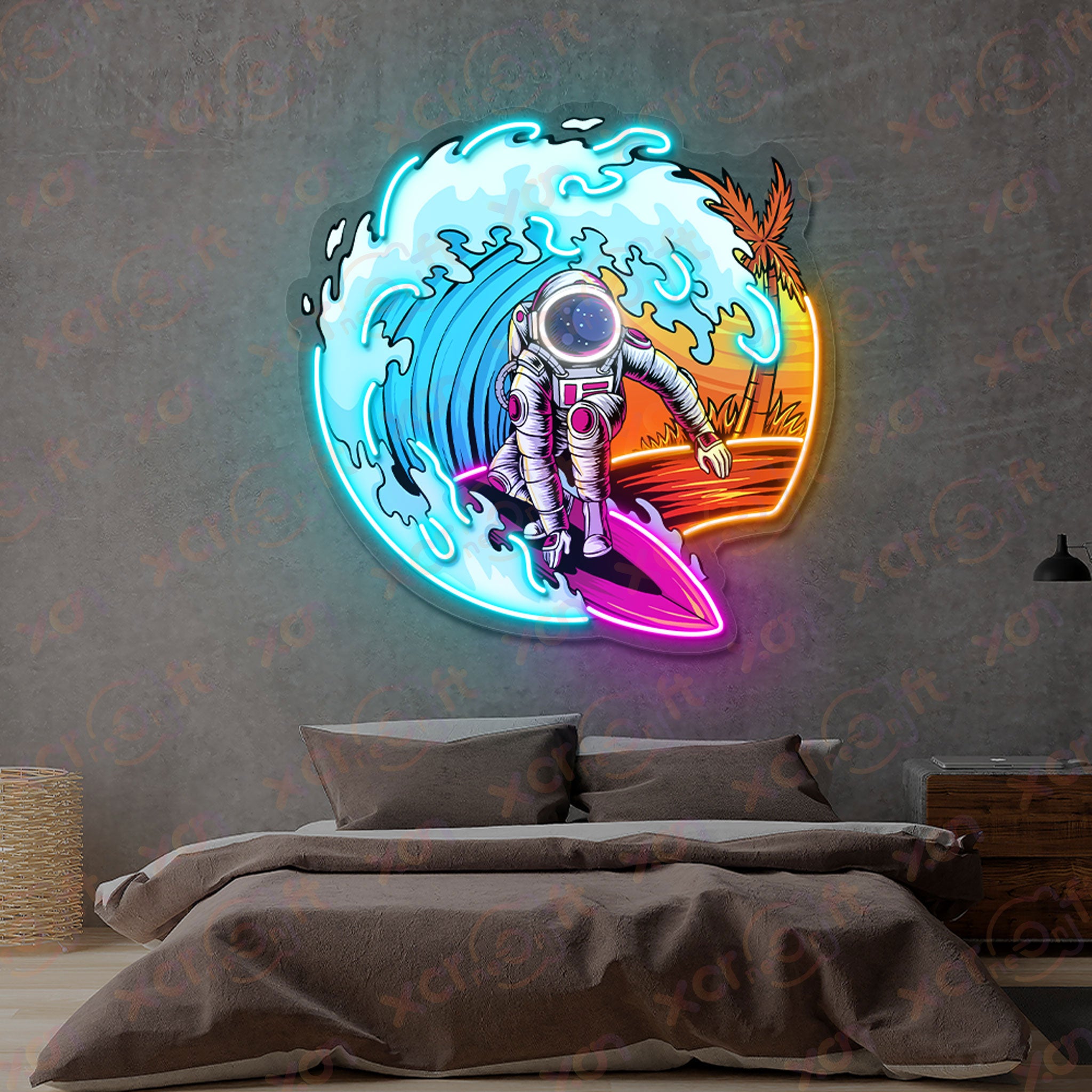 Summer Astronaut Wave Surfer Neon Signs Decoration