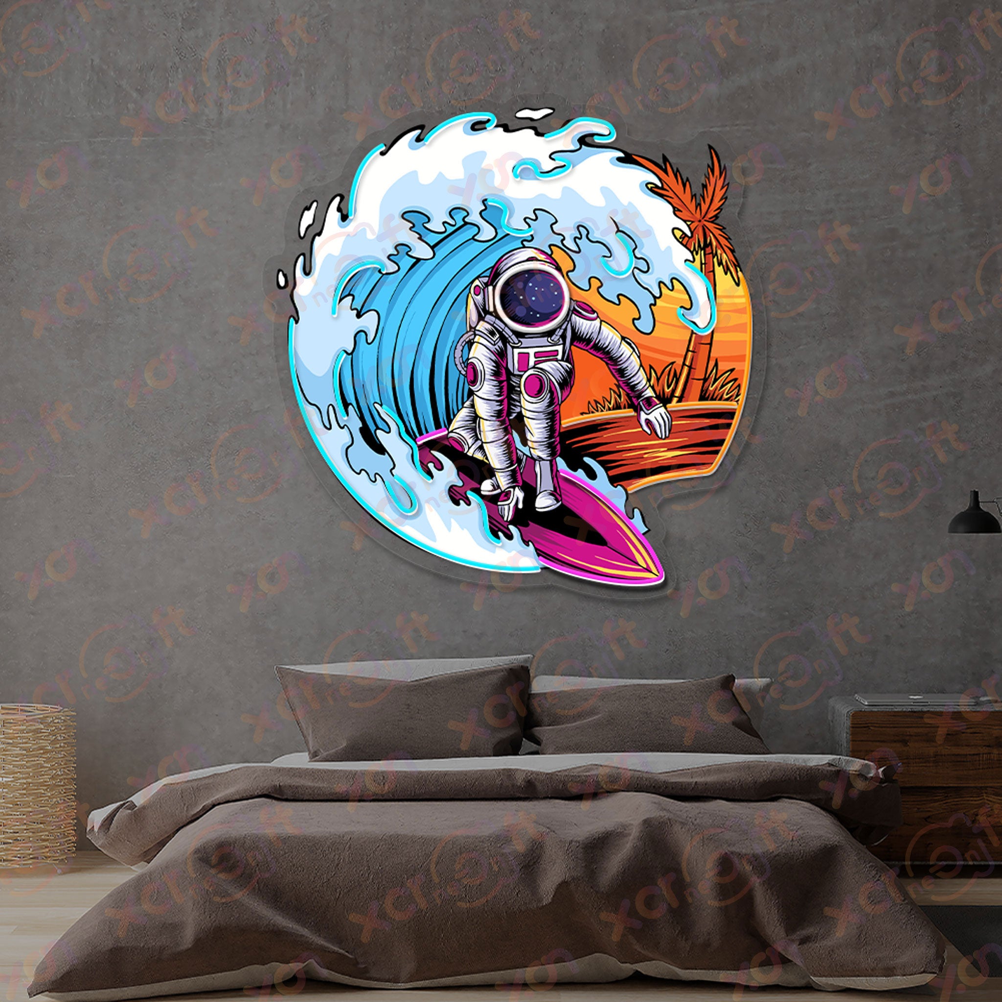 Summer Astronaut Wave Surfer Neon Signs Decoration
