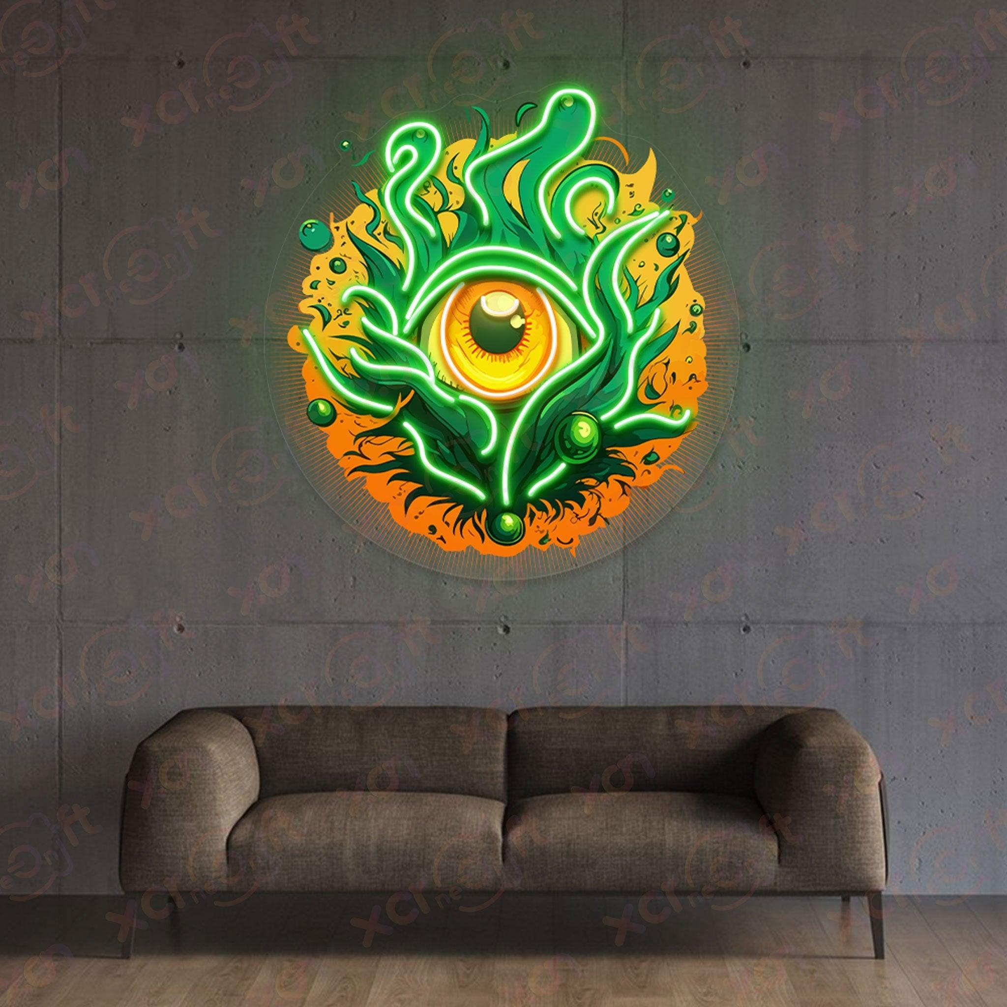 Halloween Fiery Eye UV Printed Neon Signs Decorations