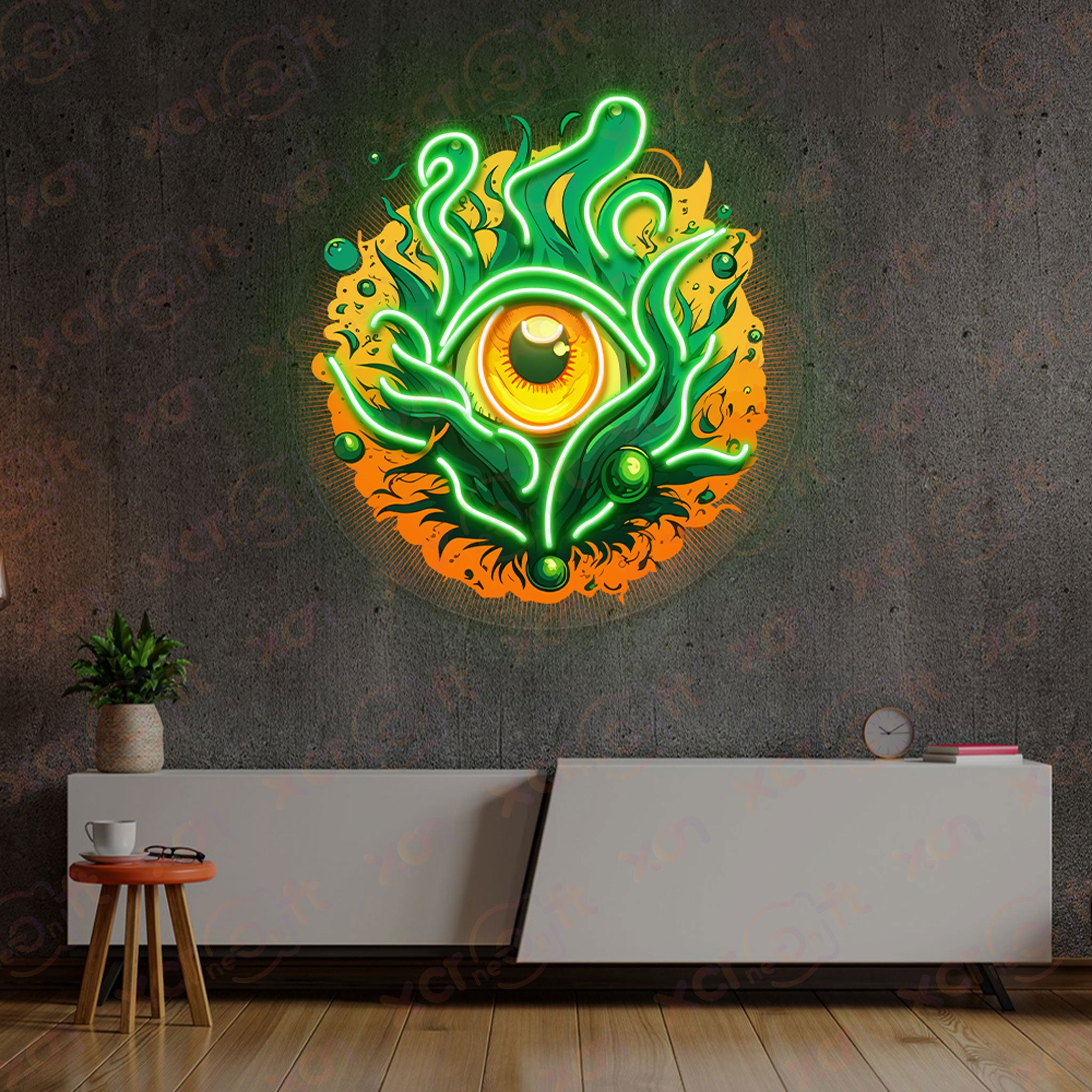 Halloween Fiery Eye UV Printed Neon Signs Decorations