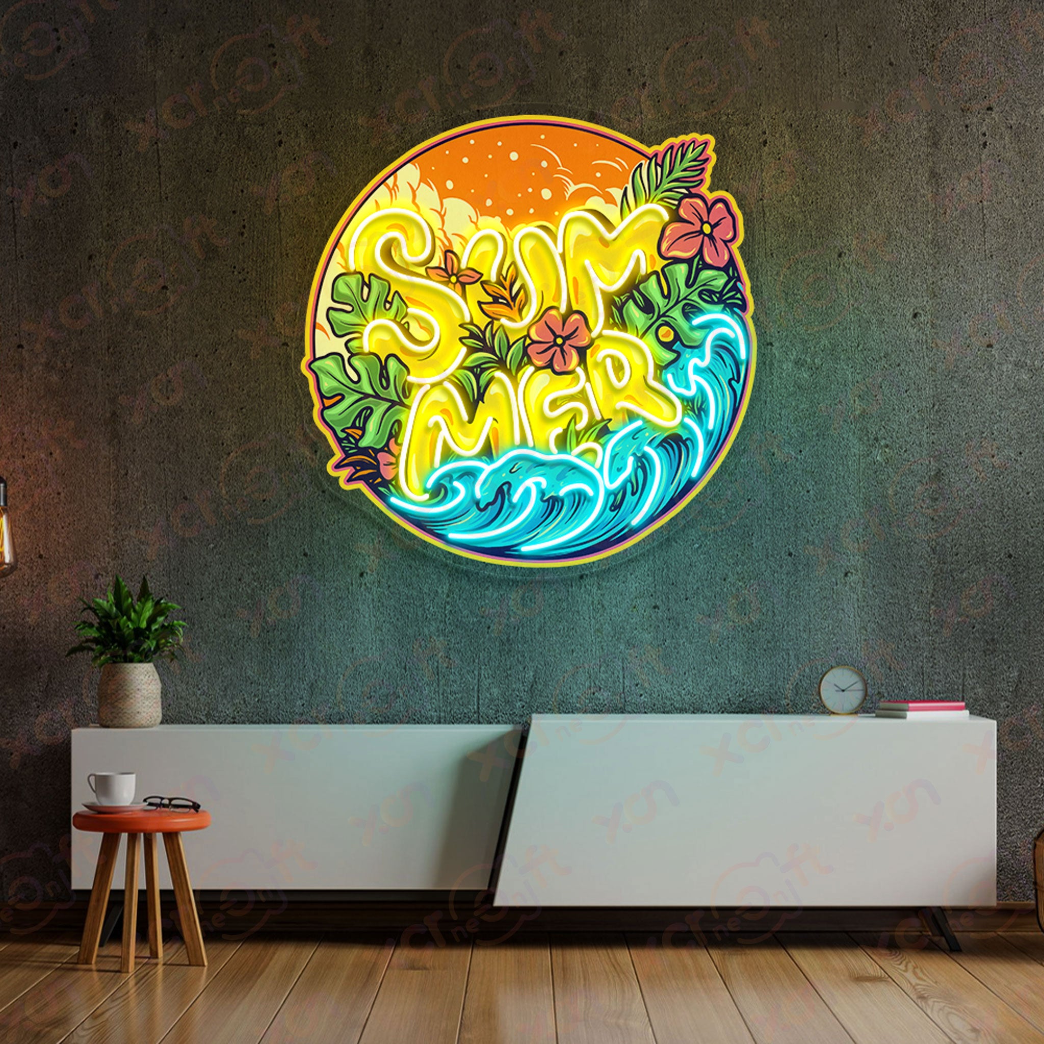 Summer View Printed LED Neon Sign Beach House Decor
