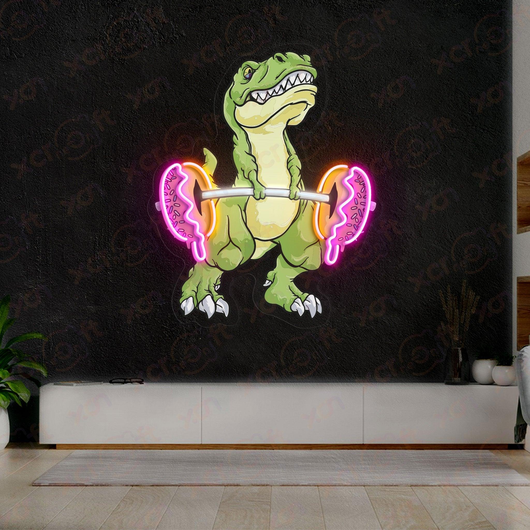 Dinosaur Lifitng Neon Signs Decoration For Home Gym