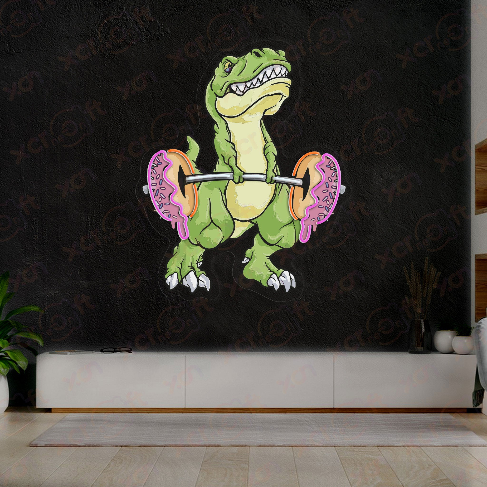 Dinosaur Lifitng Neon Signs Decoration For Home Gym