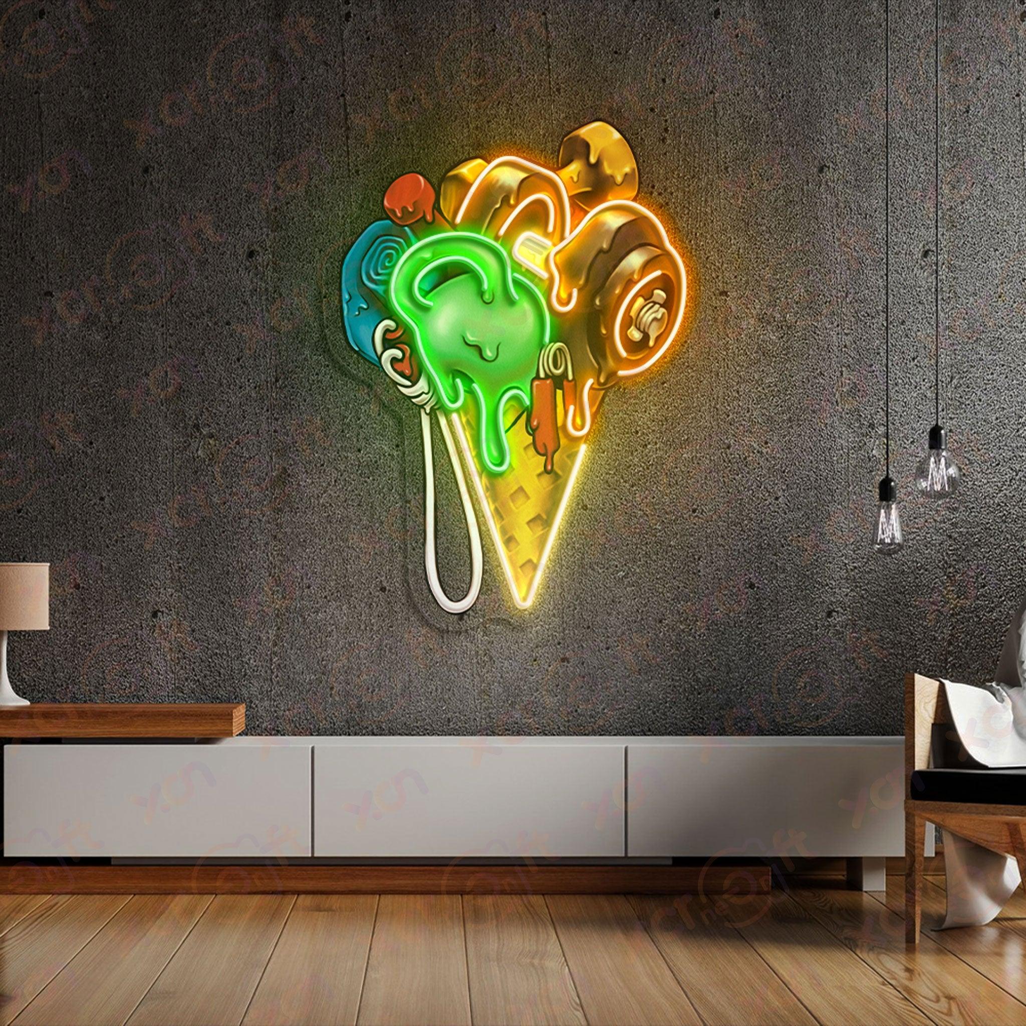Gym Ice Cream Durable Neon Light for Home Decor