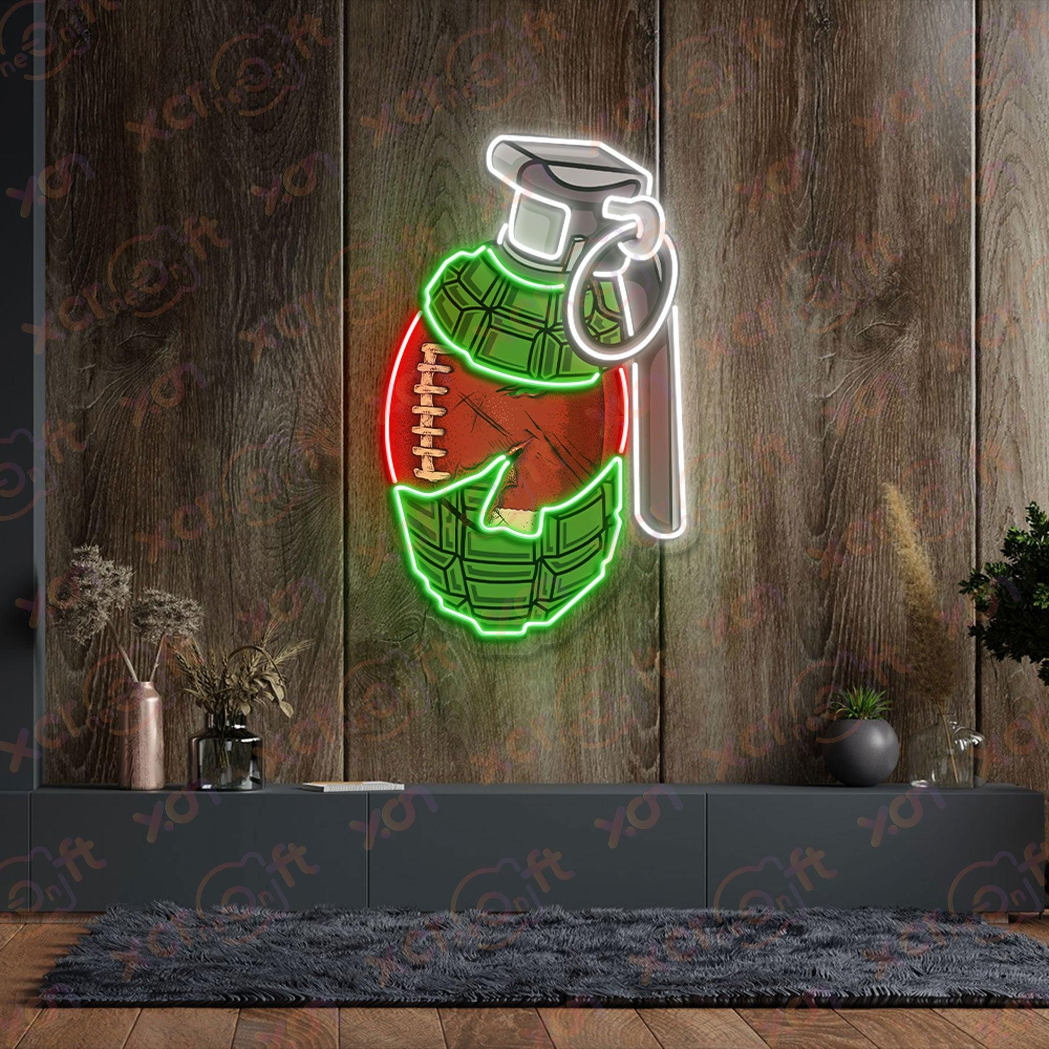 Grenade Football LED Neon Signs Sport Bedroom Decor