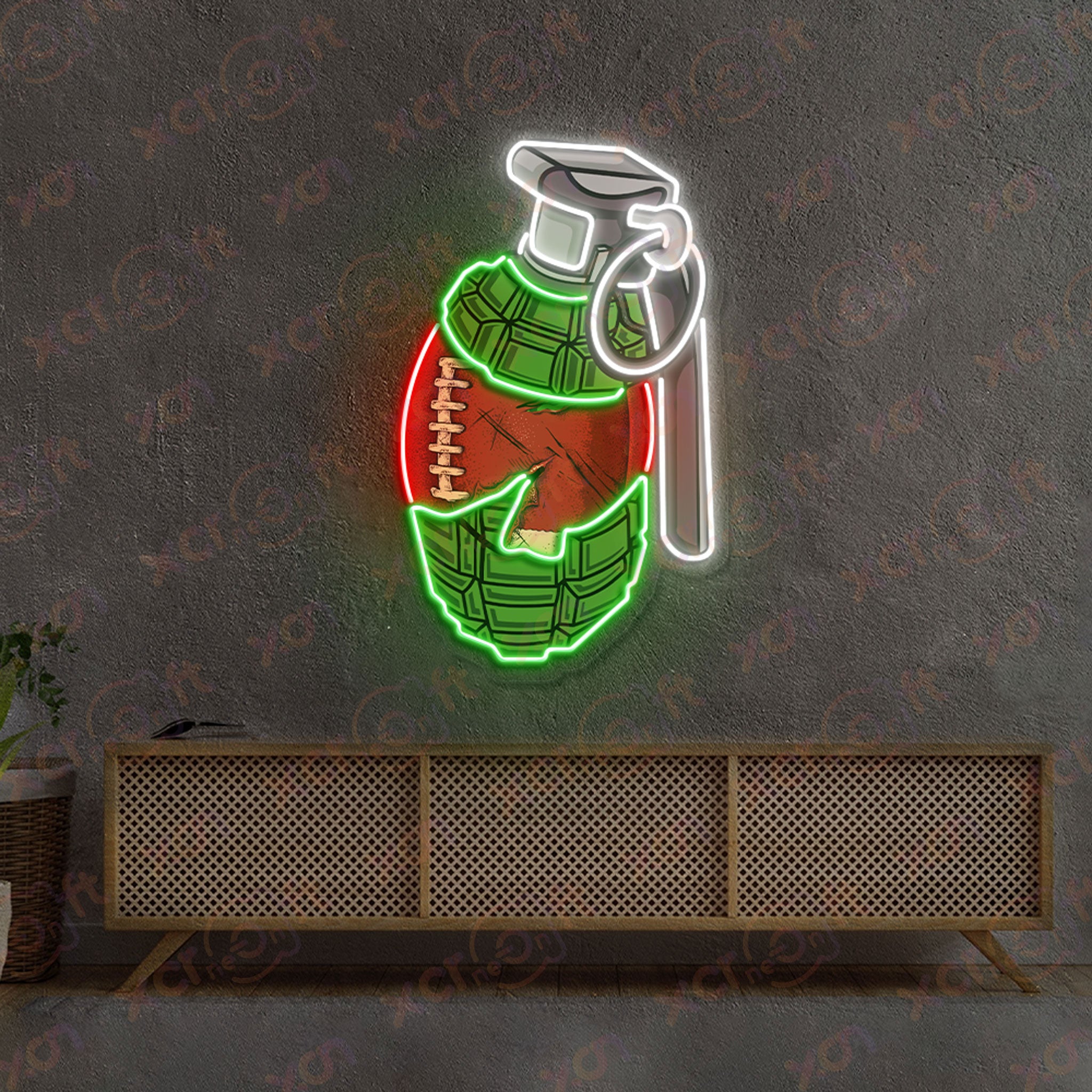 Grenade Football LED Neon Signs Sport Bedroom Decor