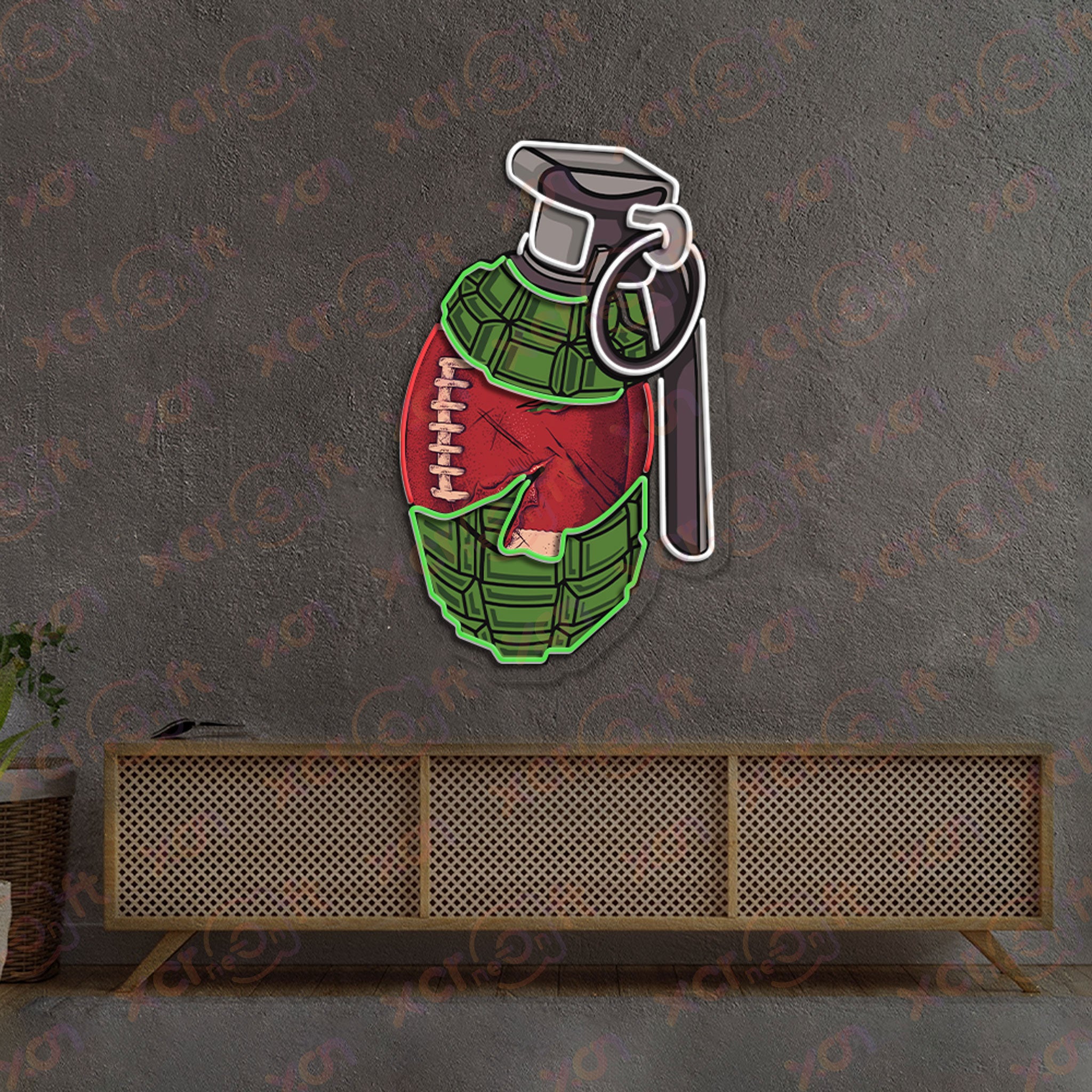 Grenade Football LED Neon Signs Sport Bedroom Decor