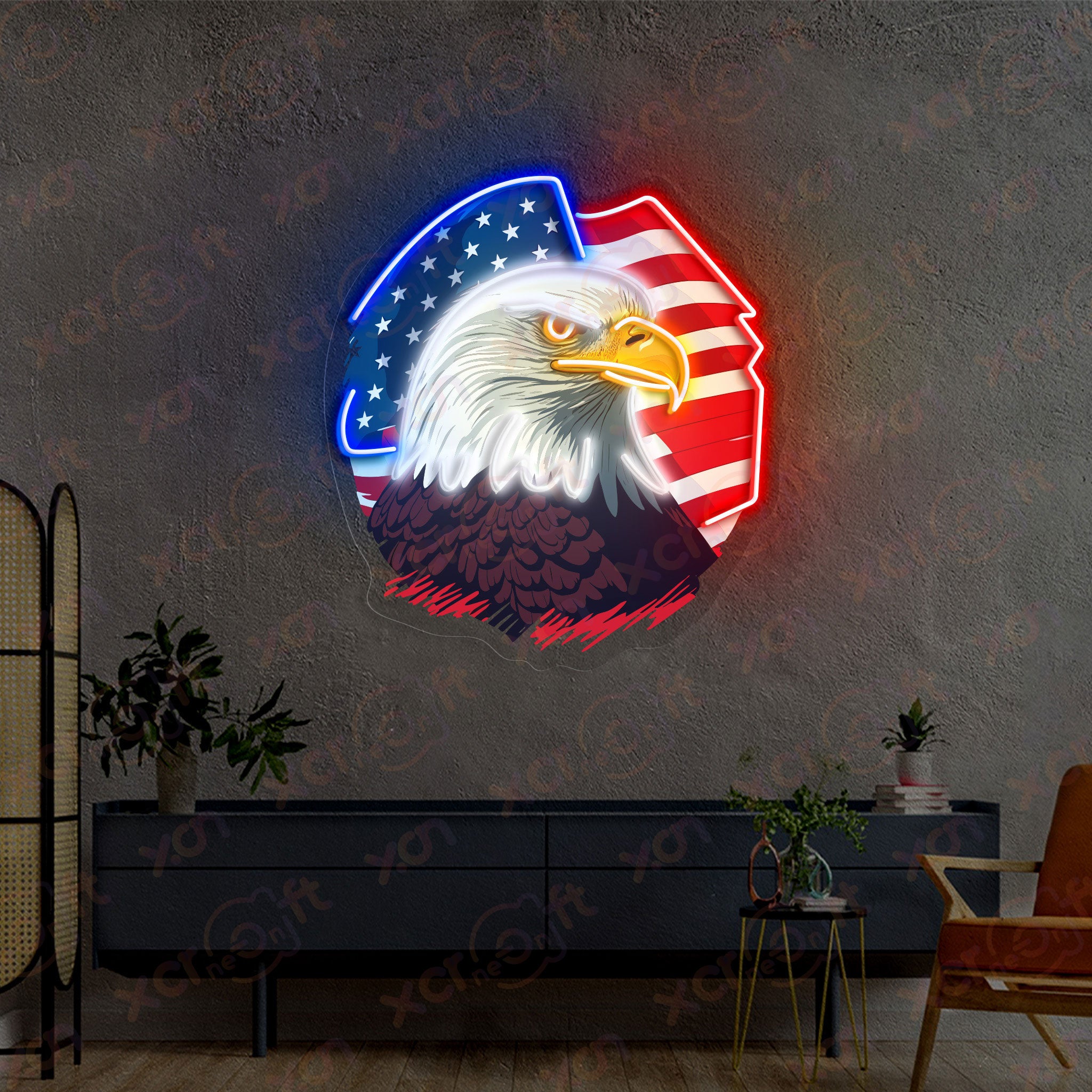 Us Eagle Neon Light Patriotic Door Decor