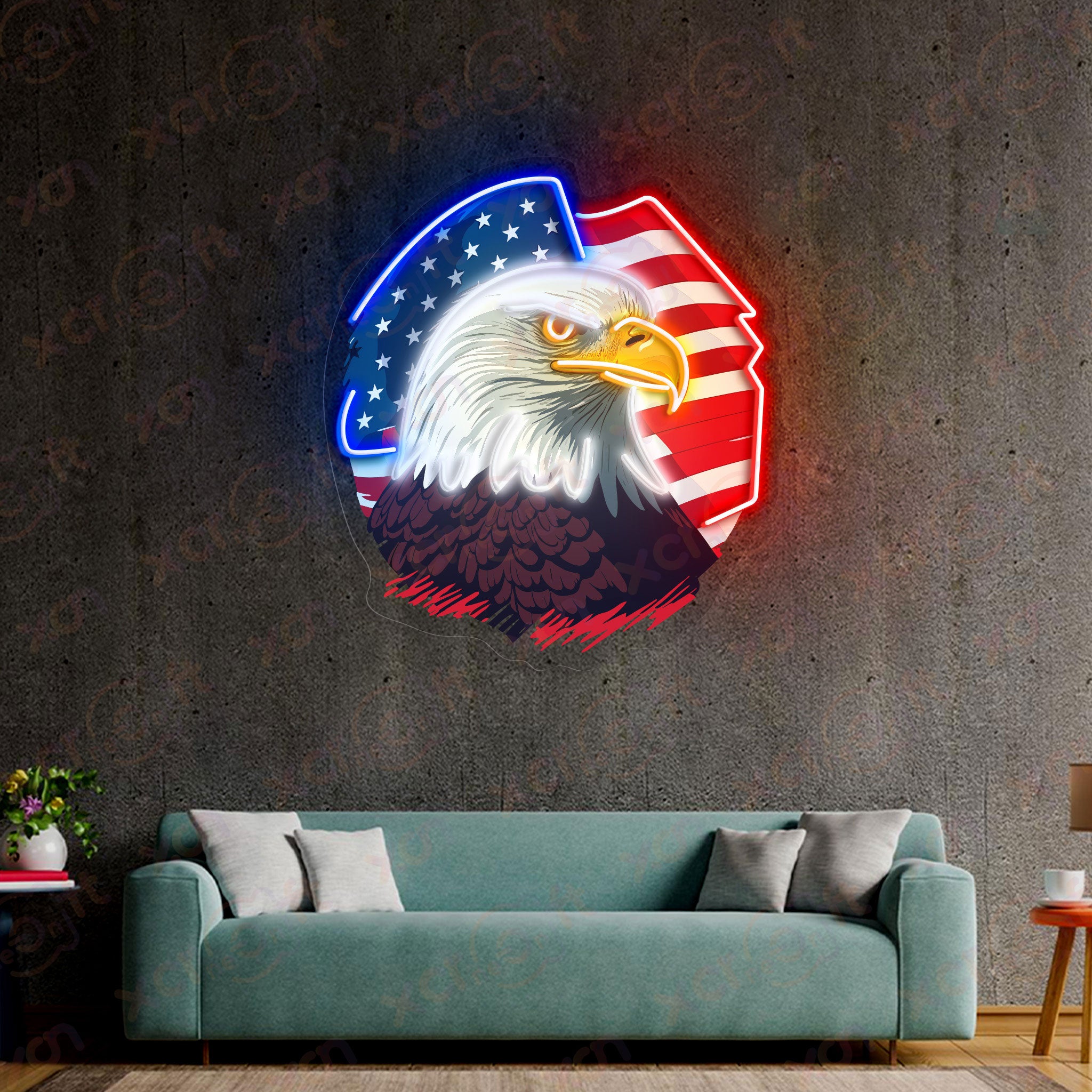 Us Eagle Neon Light Patriotic Door Decor