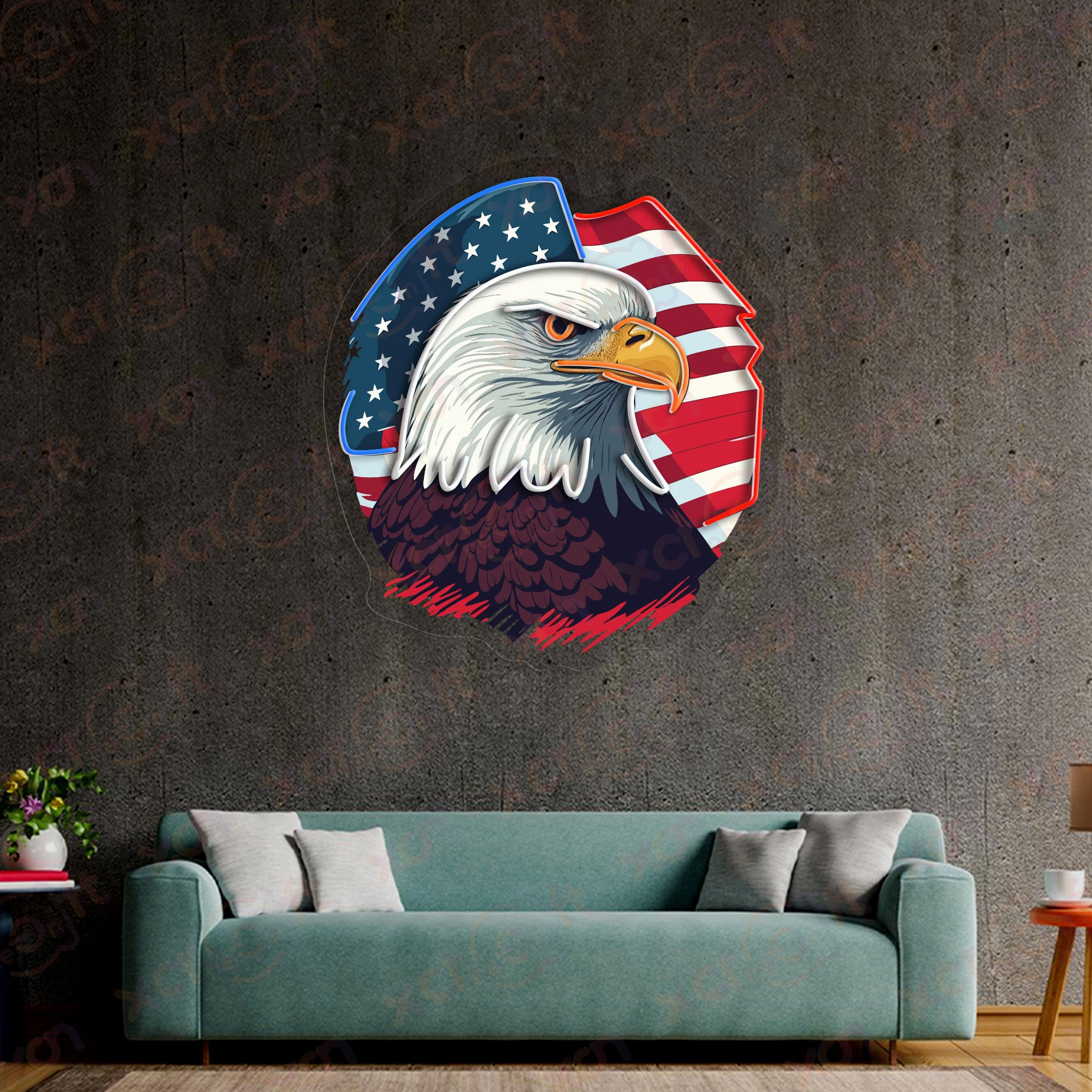 Us Eagle Neon Light Patriotic Door Decor