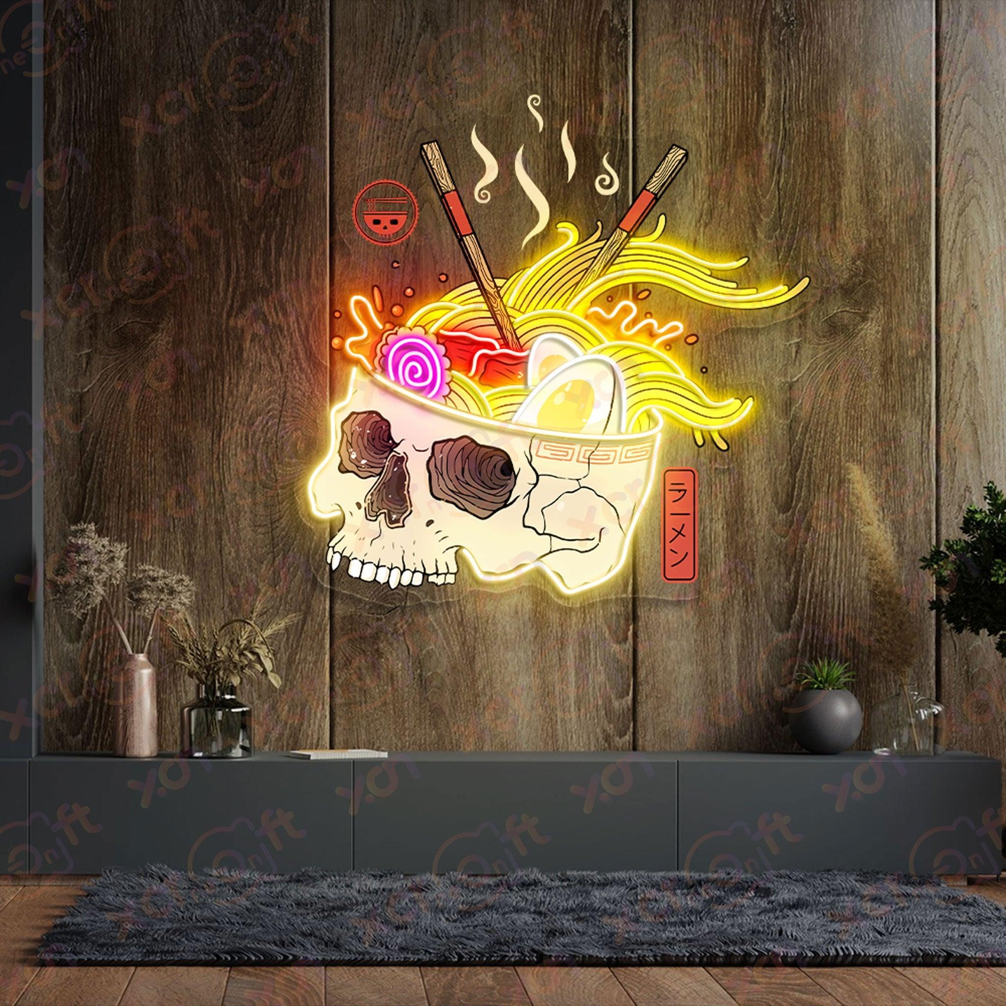 Skull Ramen Printed LED Neon Sign For Halloween