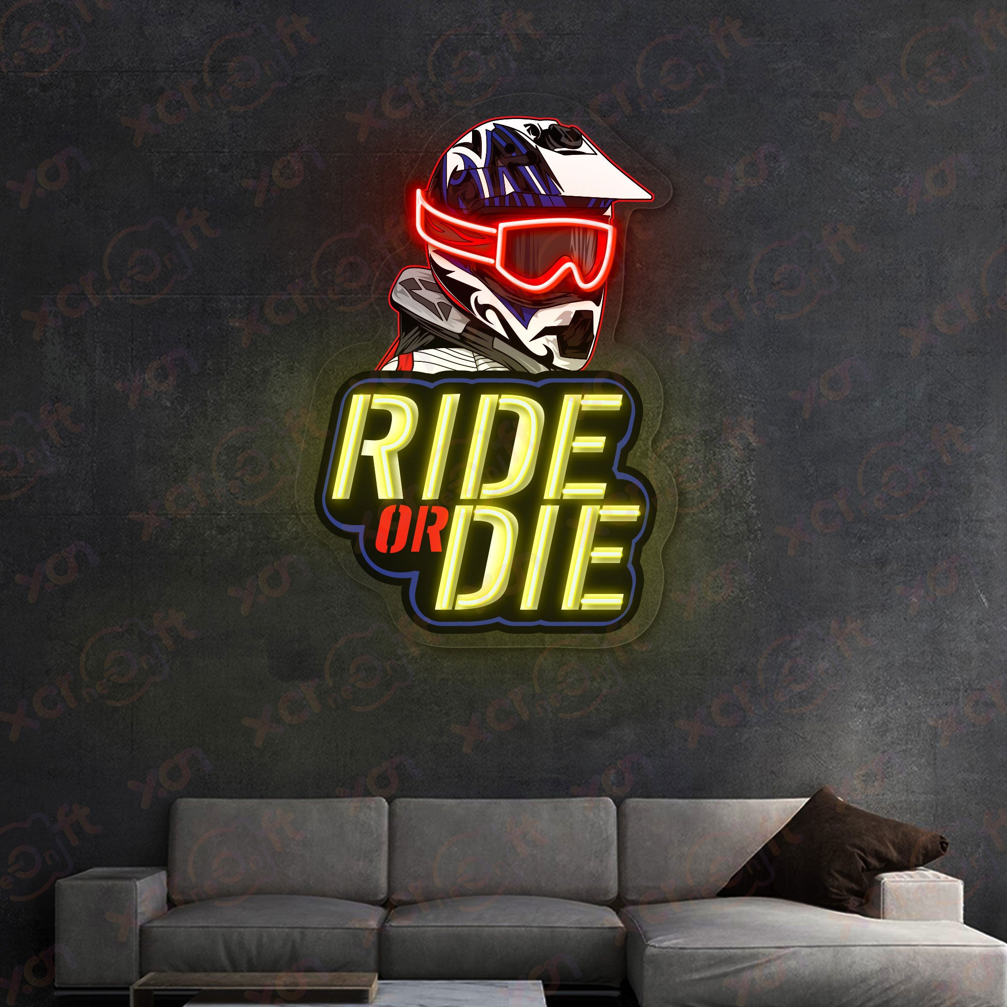 Ride Or Die Motocross Helmet UV Neon Light