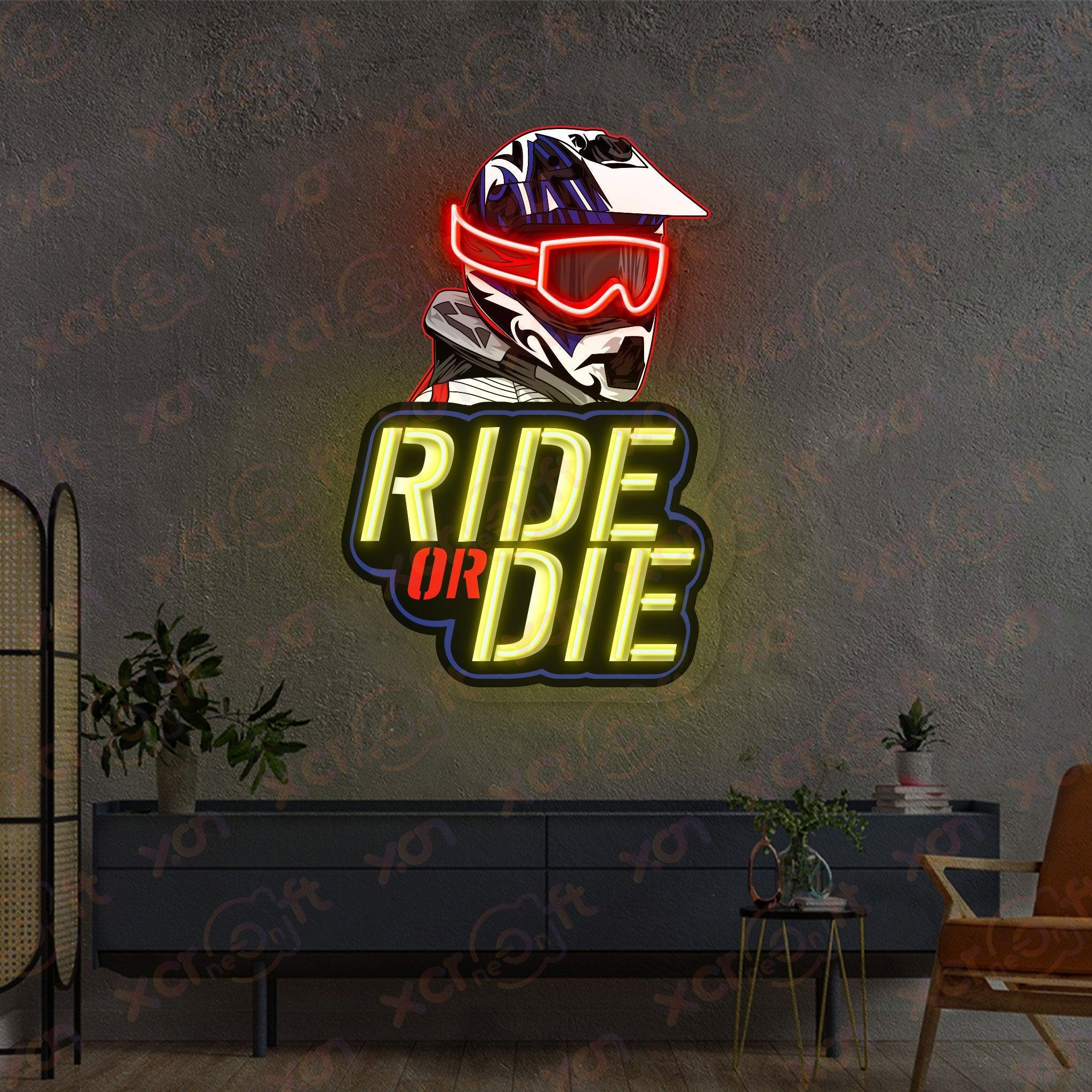 Ride Or Die Motocross Helmet UV Neon Light