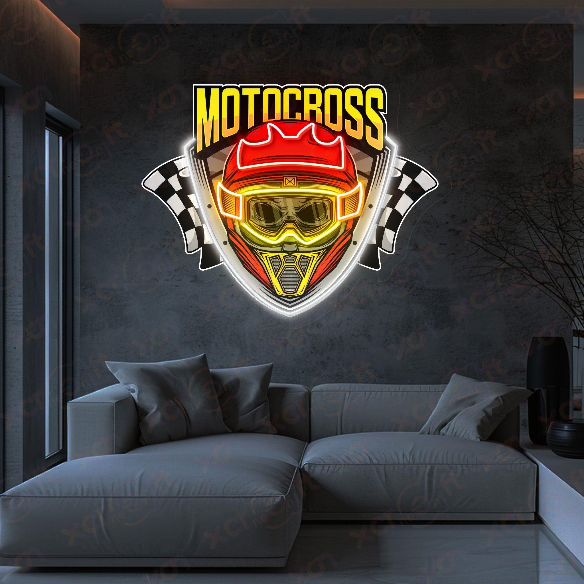 Motorcross Helmet UV Neon Light for Wall Art