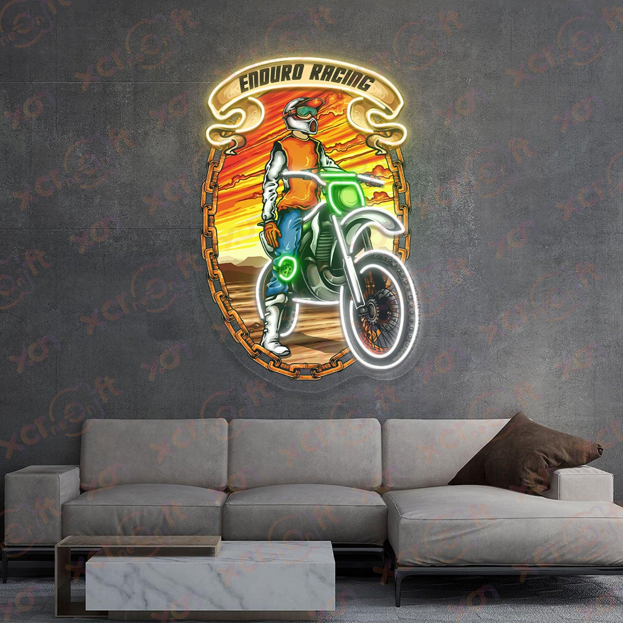 Sunset Motorcross Enduro UV Printed Neon Sign