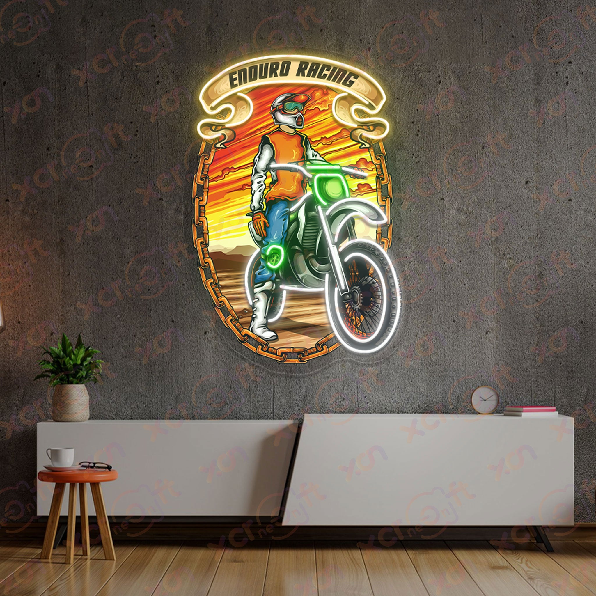 Sunset Motorcross Enduro UV Printed Neon Sign