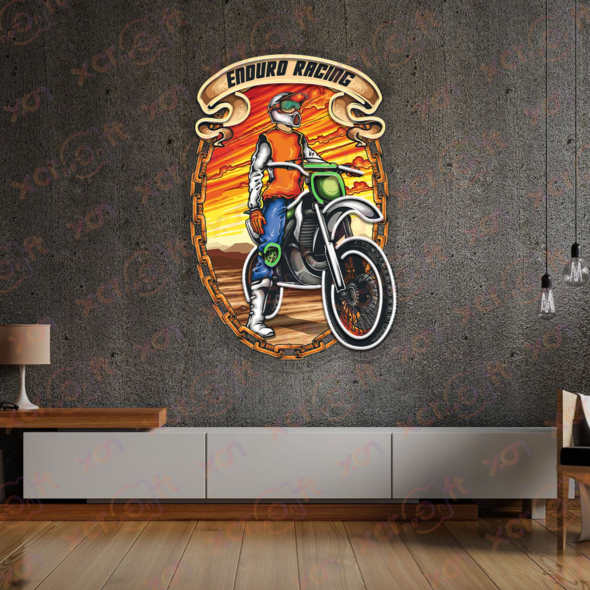 Sunset Motorcross Enduro UV Printed Neon Sign