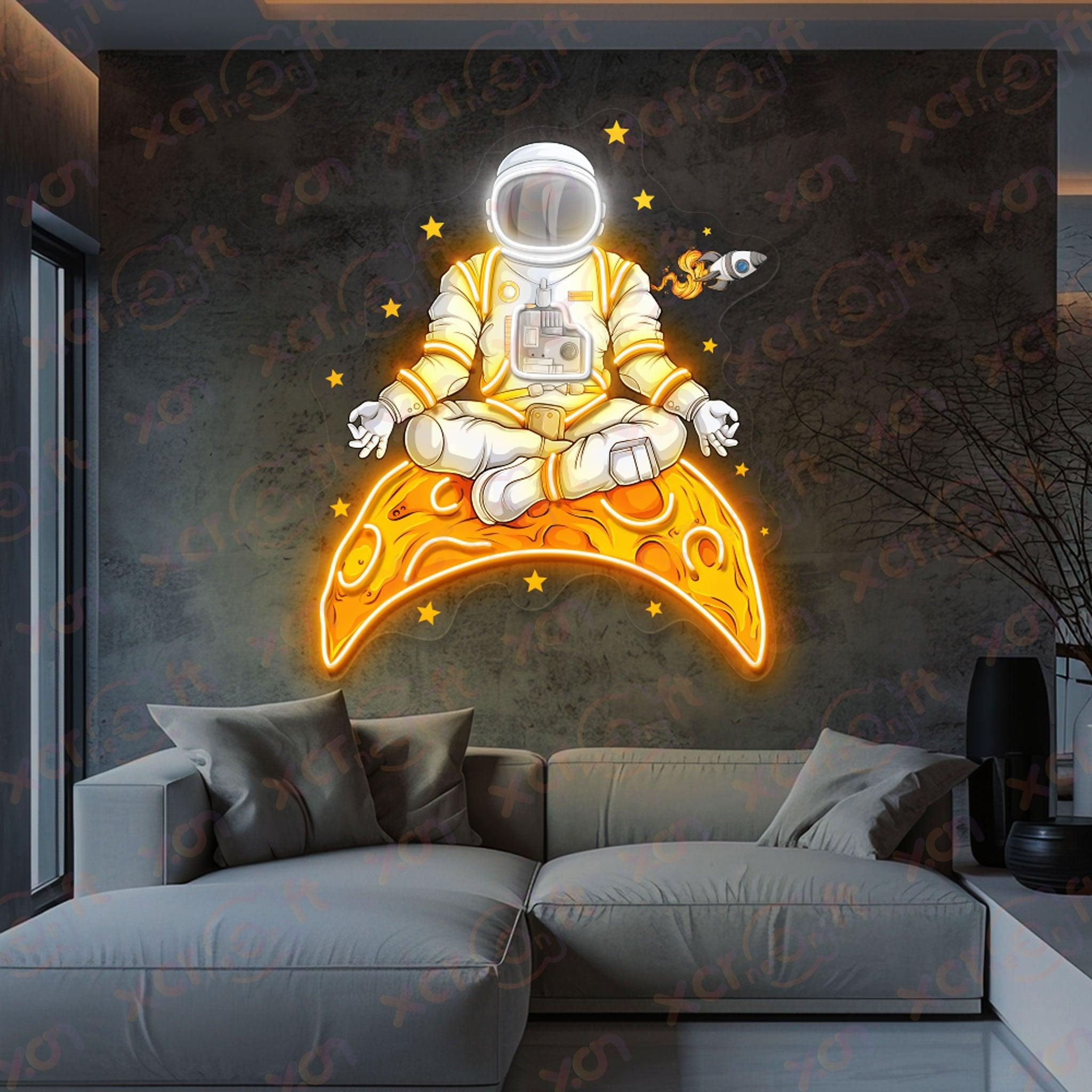 Astronaut Yoga UV Printed Neon Sign For Kids