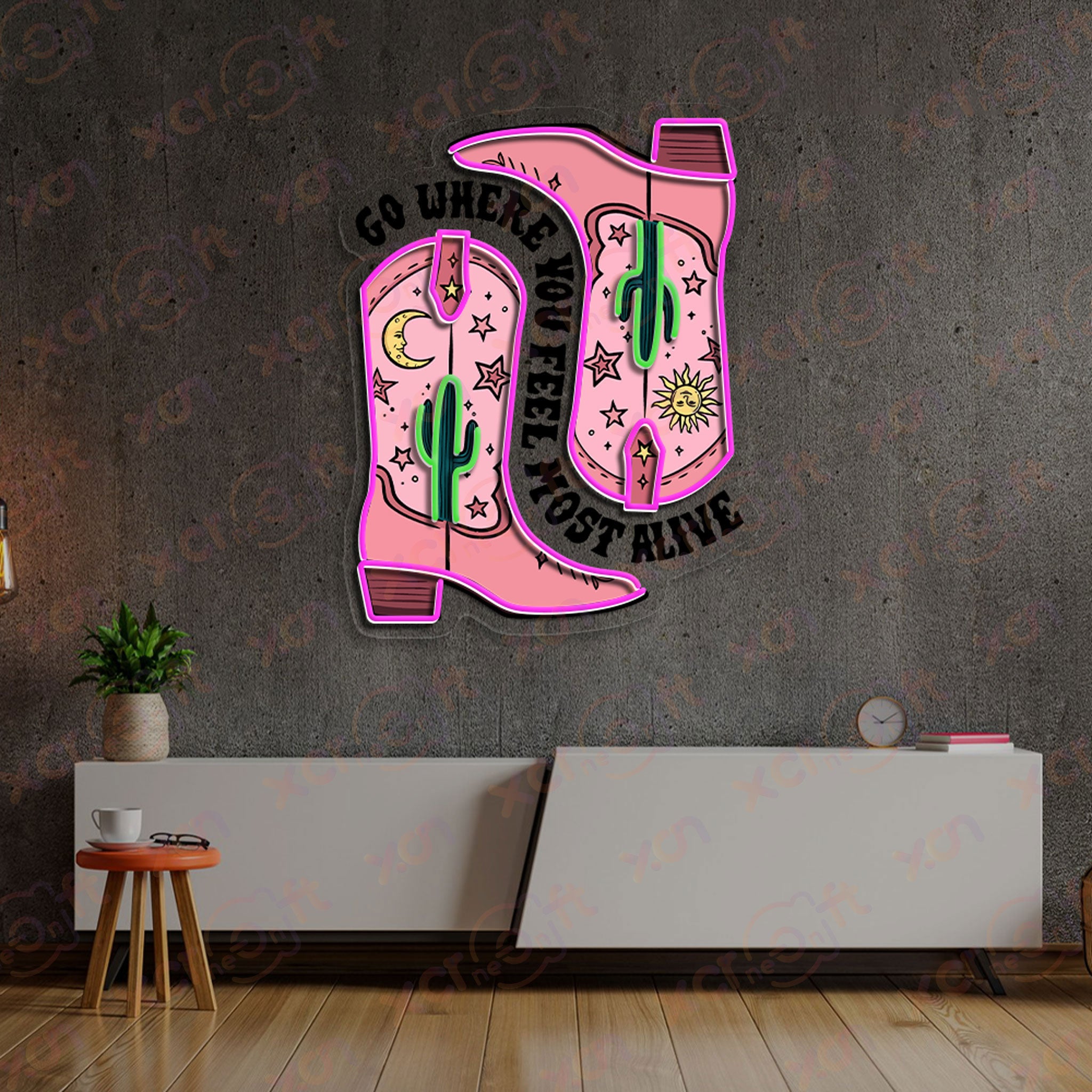 Cowboy Boot With Quote UV Printed Neon Signs