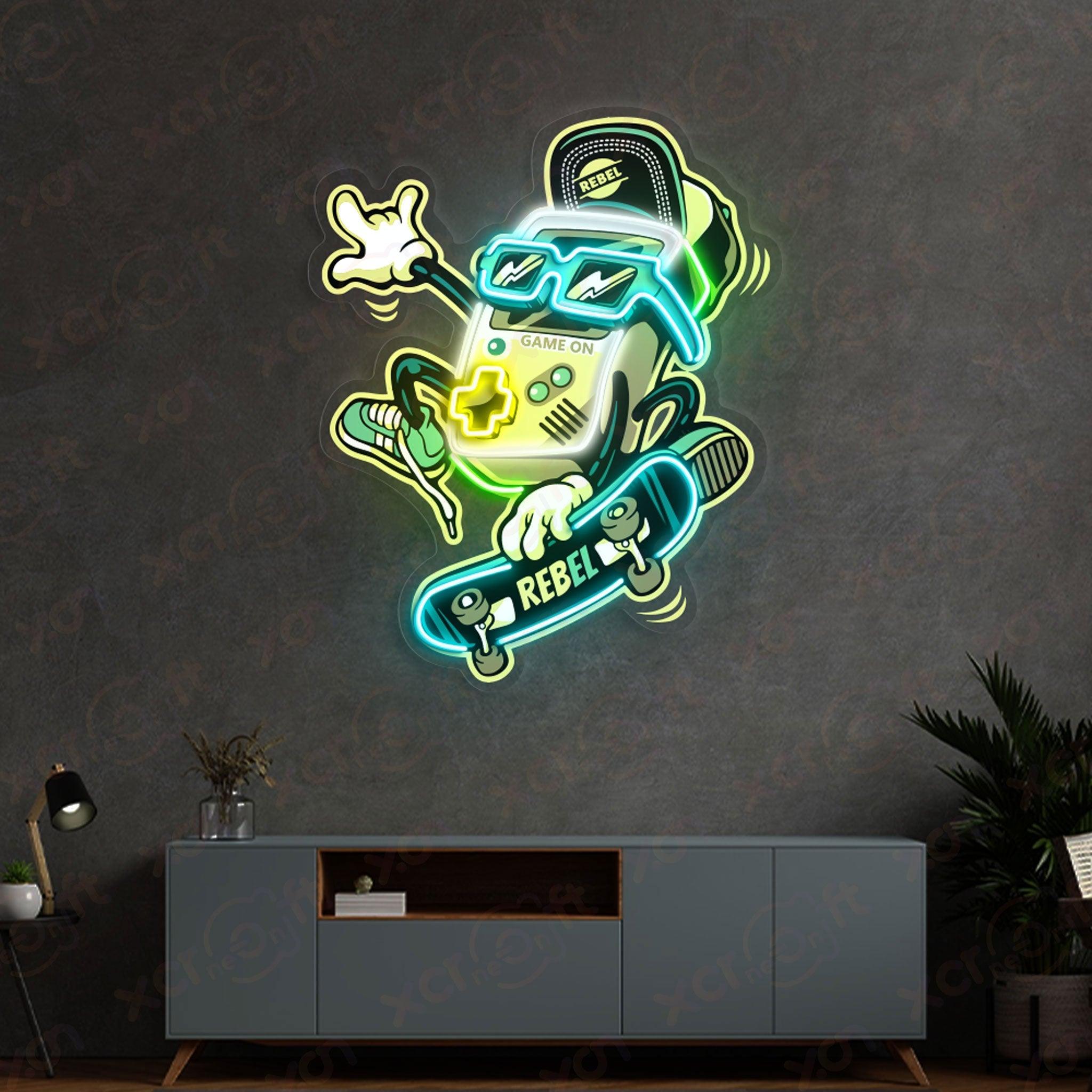 Rebel Skateboard UV Printed LED Neon Sign