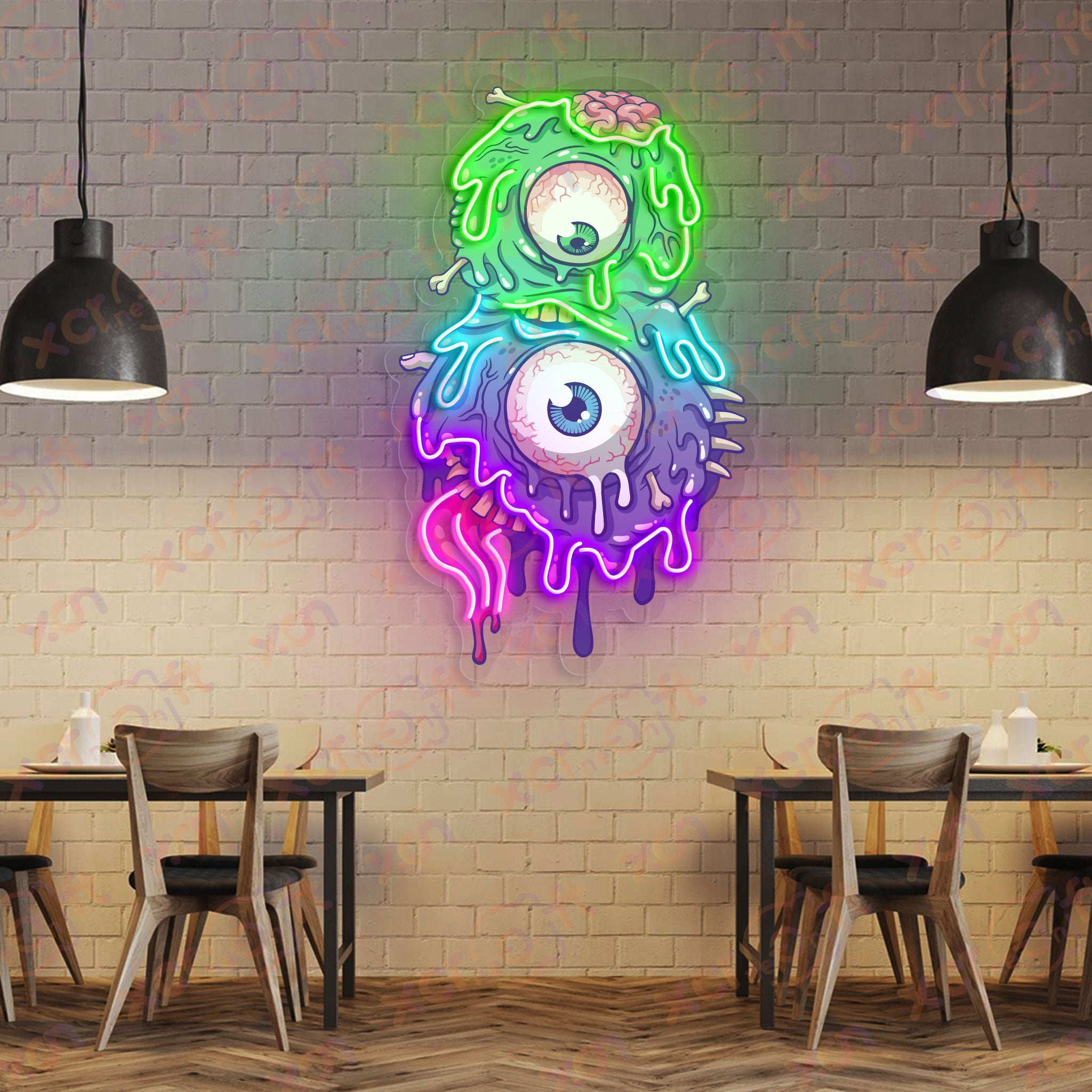 Halloween Zombie Eye Printed UV Neon Signs
